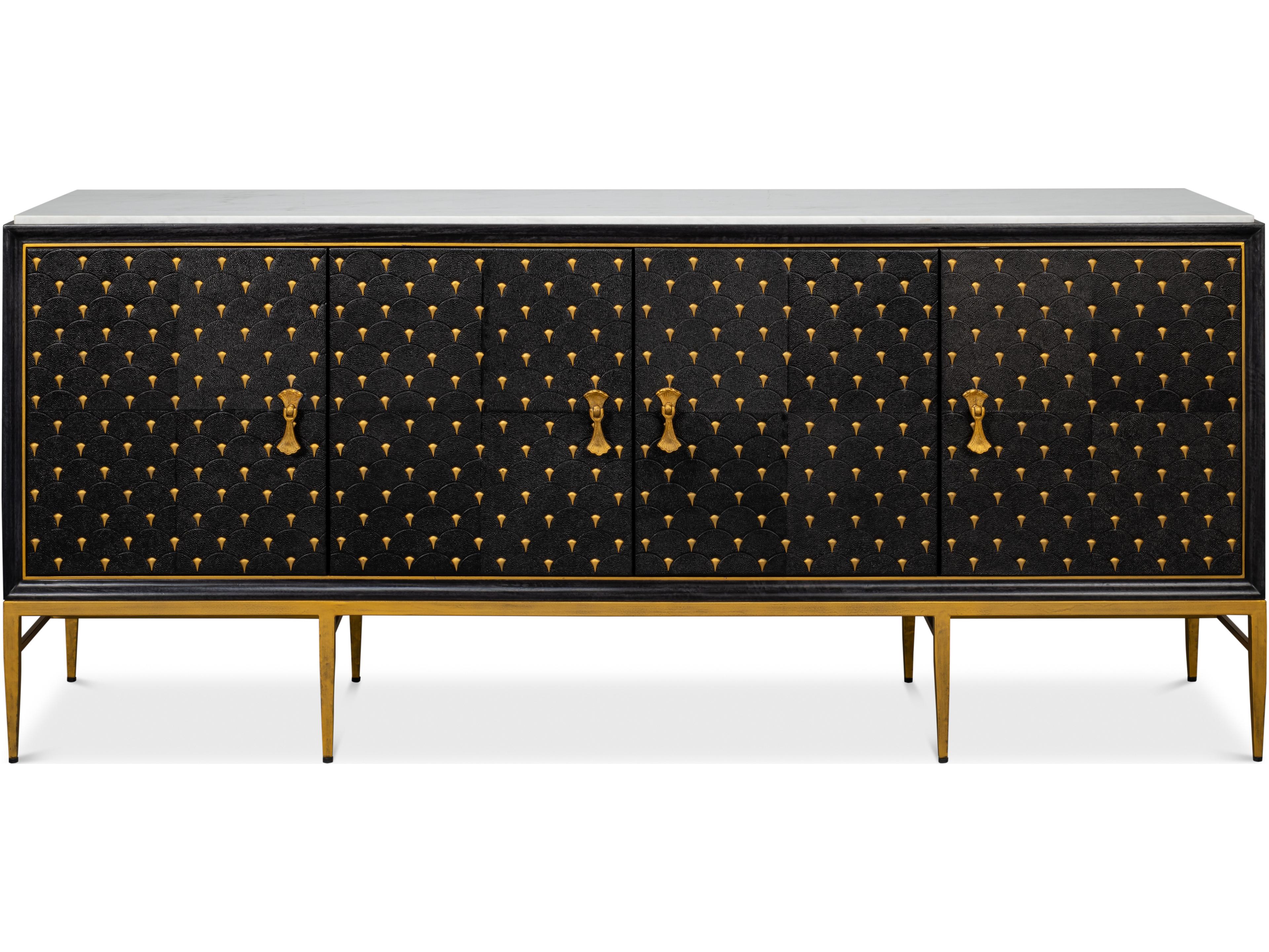Sarreid Ltd Palisade Shagreen Credenza Black