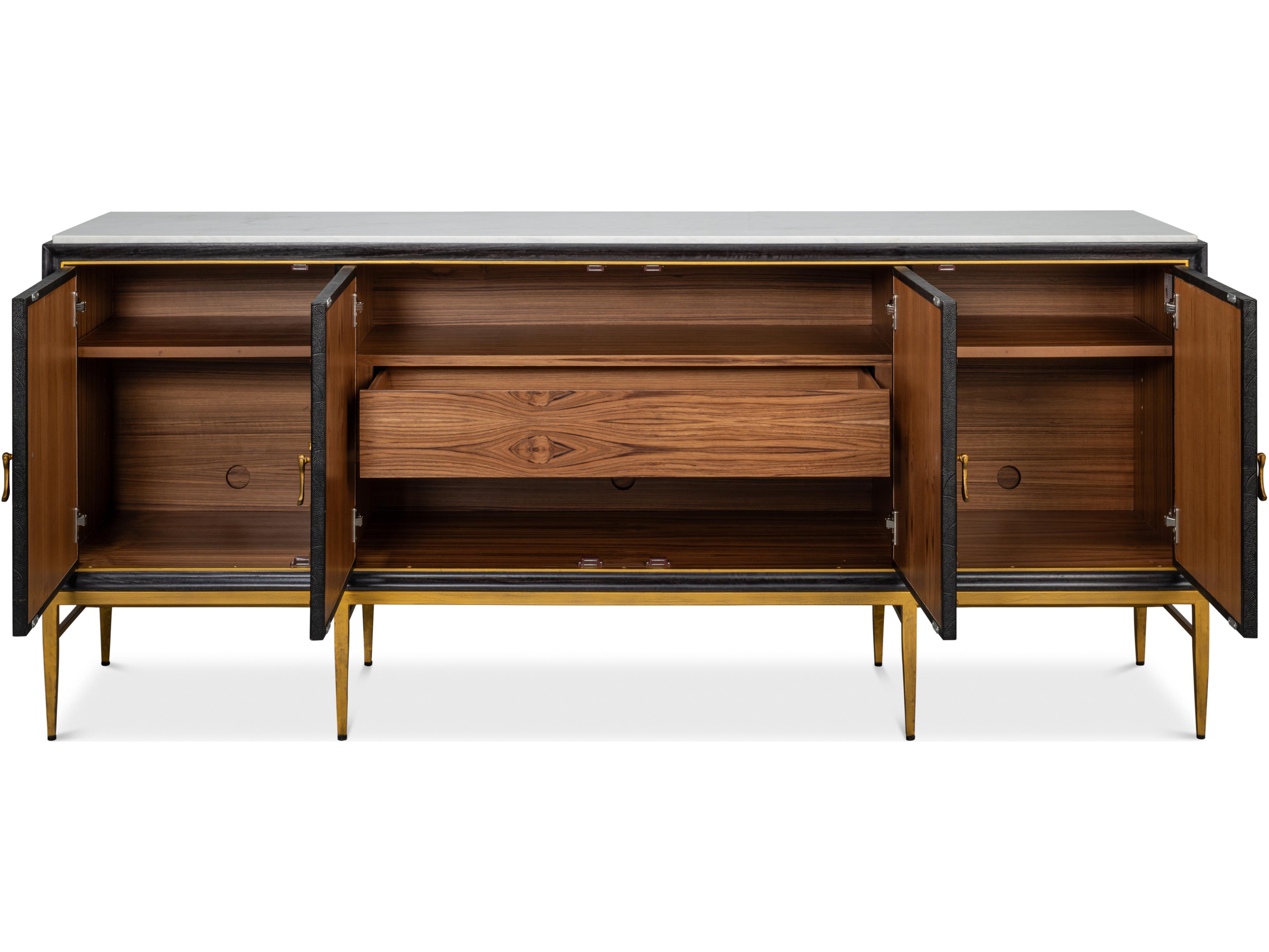 Sarreid Ltd Palisade Shagreen Credenza Black