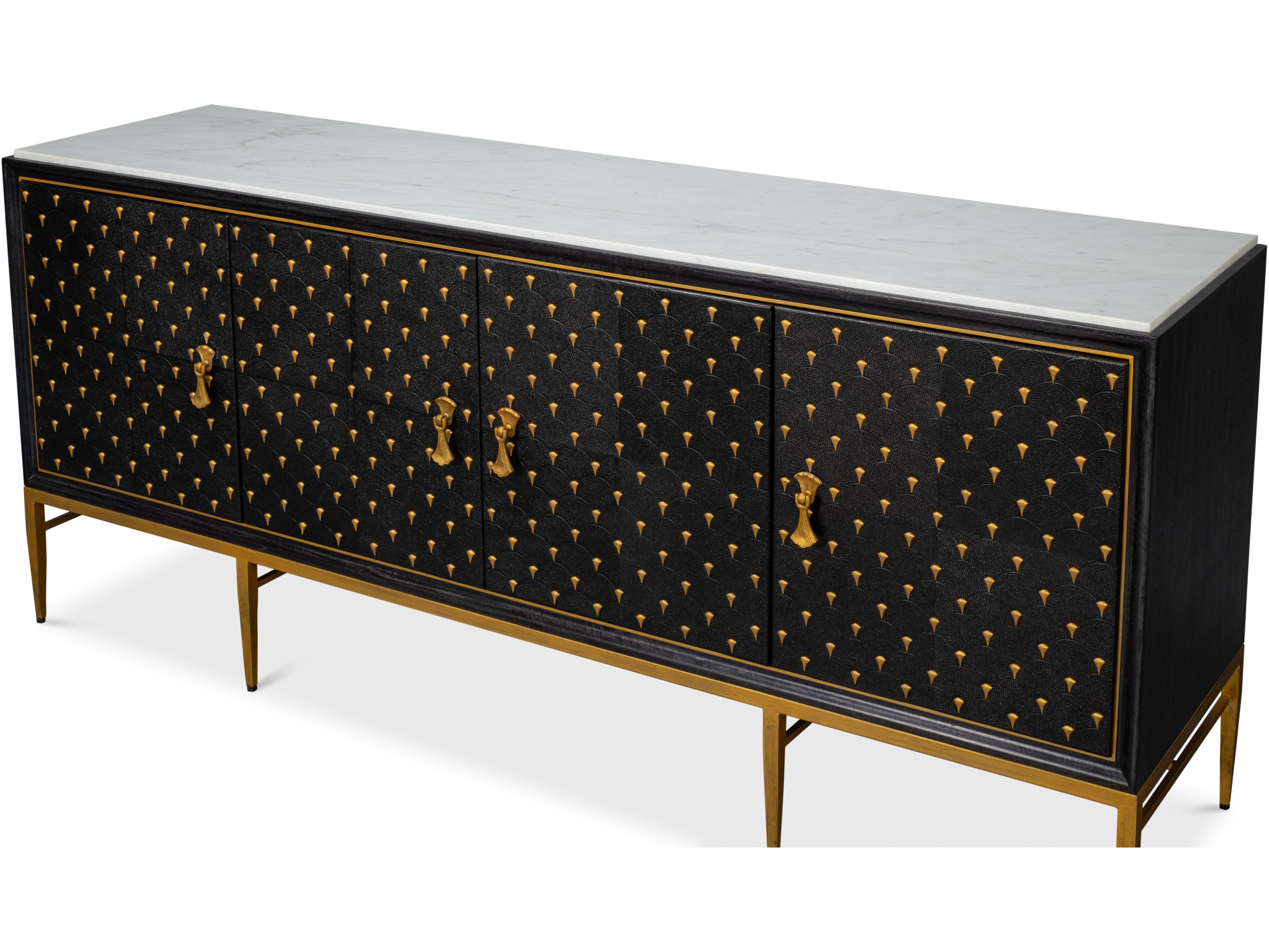 Sarreid Ltd Palisade Shagreen Credenza Black