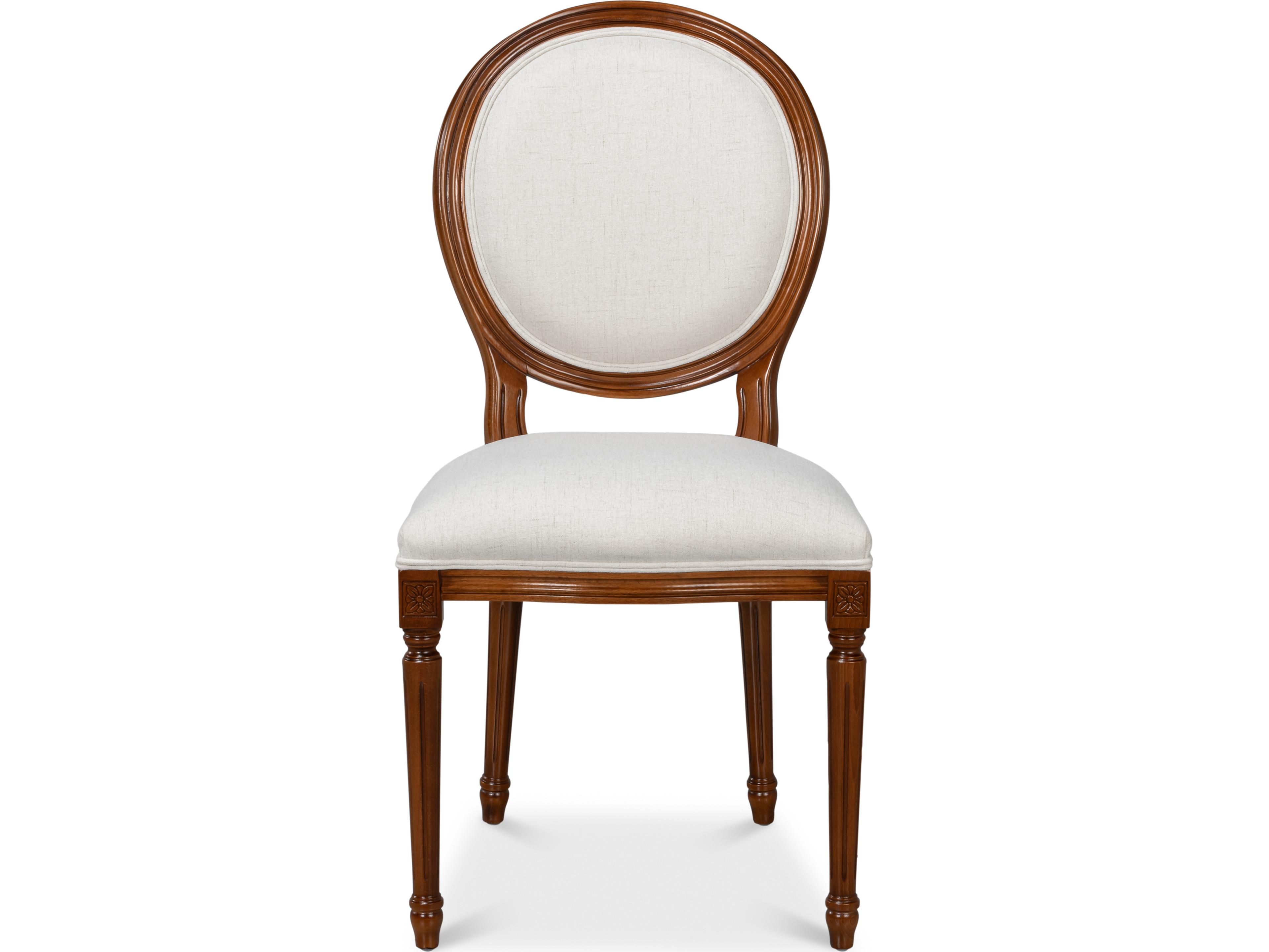 Sarreid Ltd Hugo Oval Side Chair Old World Walnut