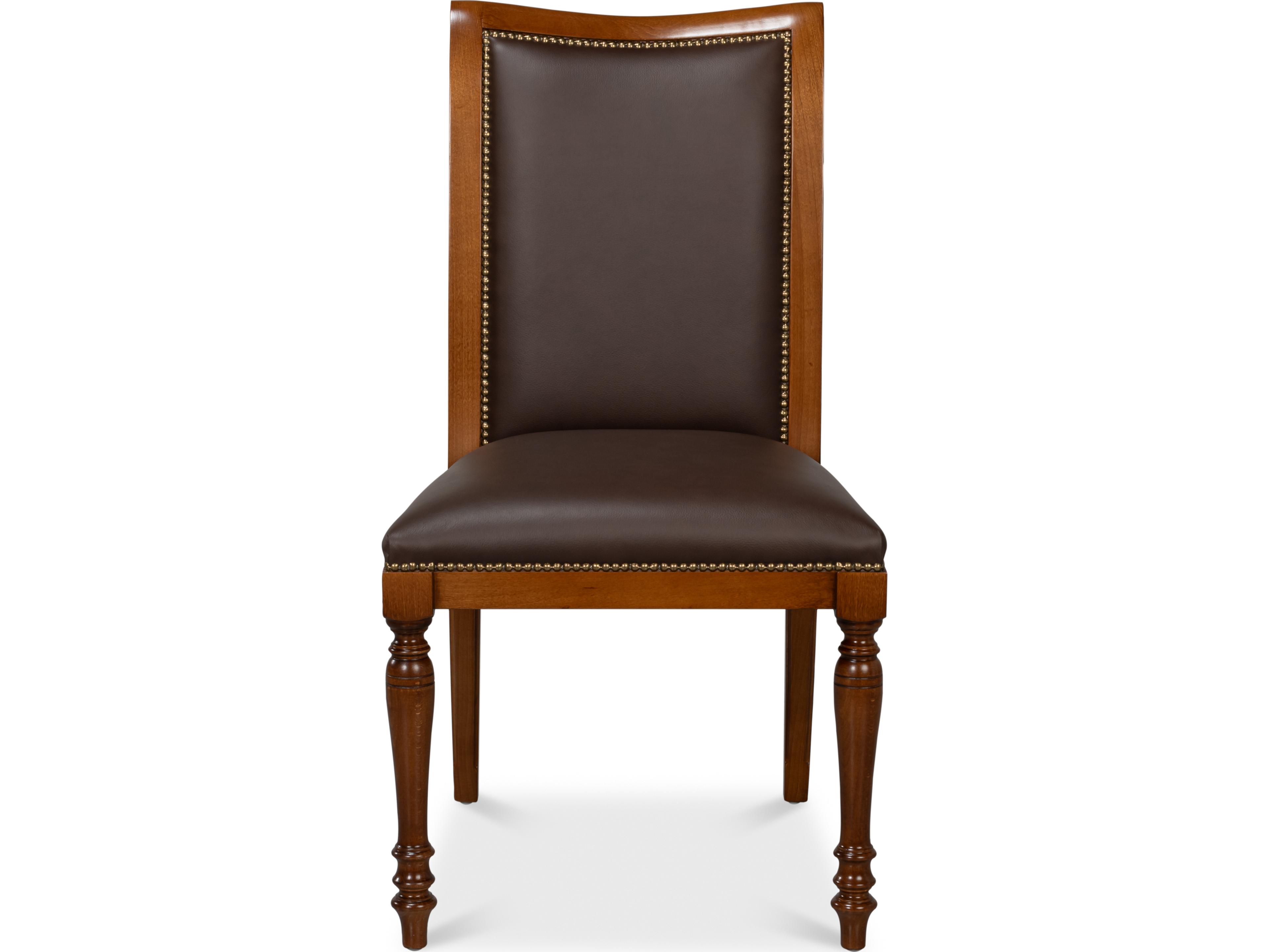 Sarreid Ltd Camile Leather Side Chair Brown