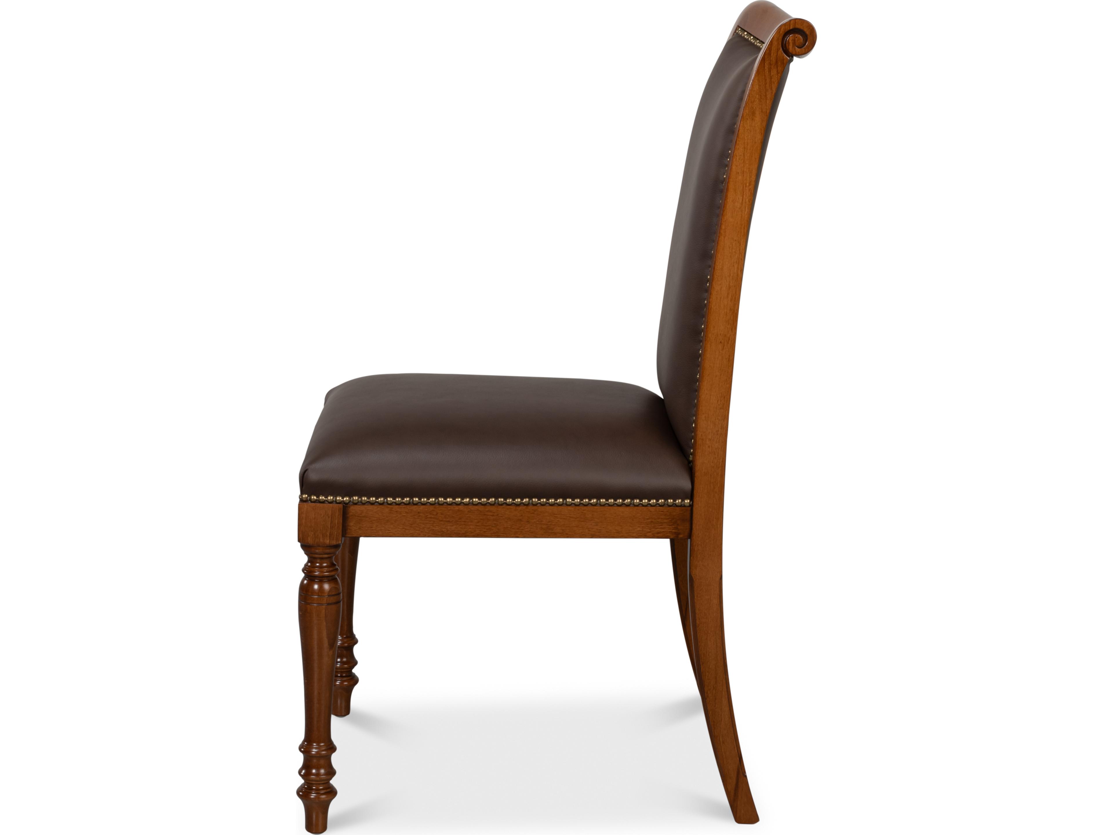 Sarreid Ltd Camile Leather Side Chair Brown