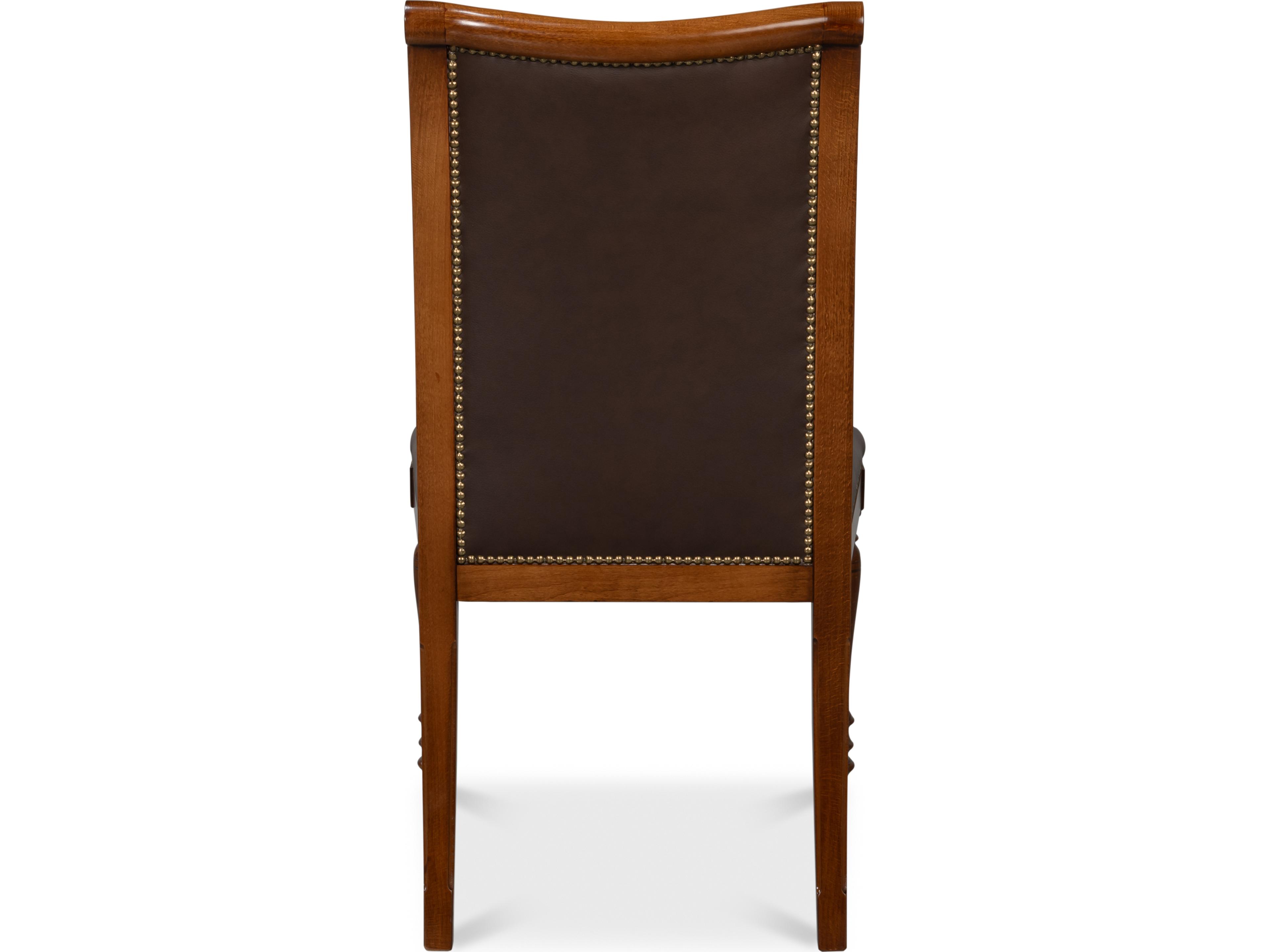 Sarreid Ltd Camile Leather Side Chair Brown