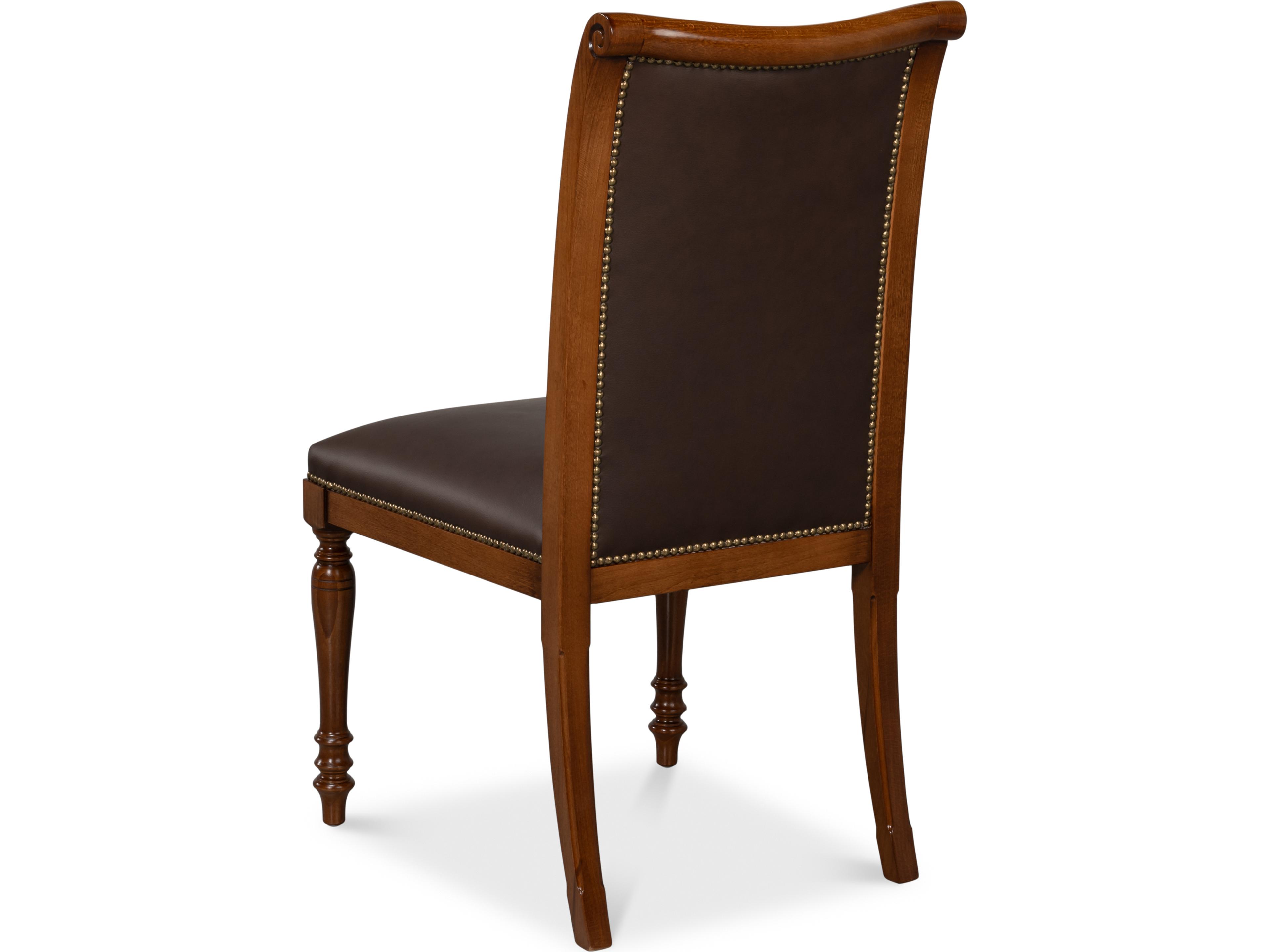 Sarreid Ltd Camile Leather Side Chair Brown