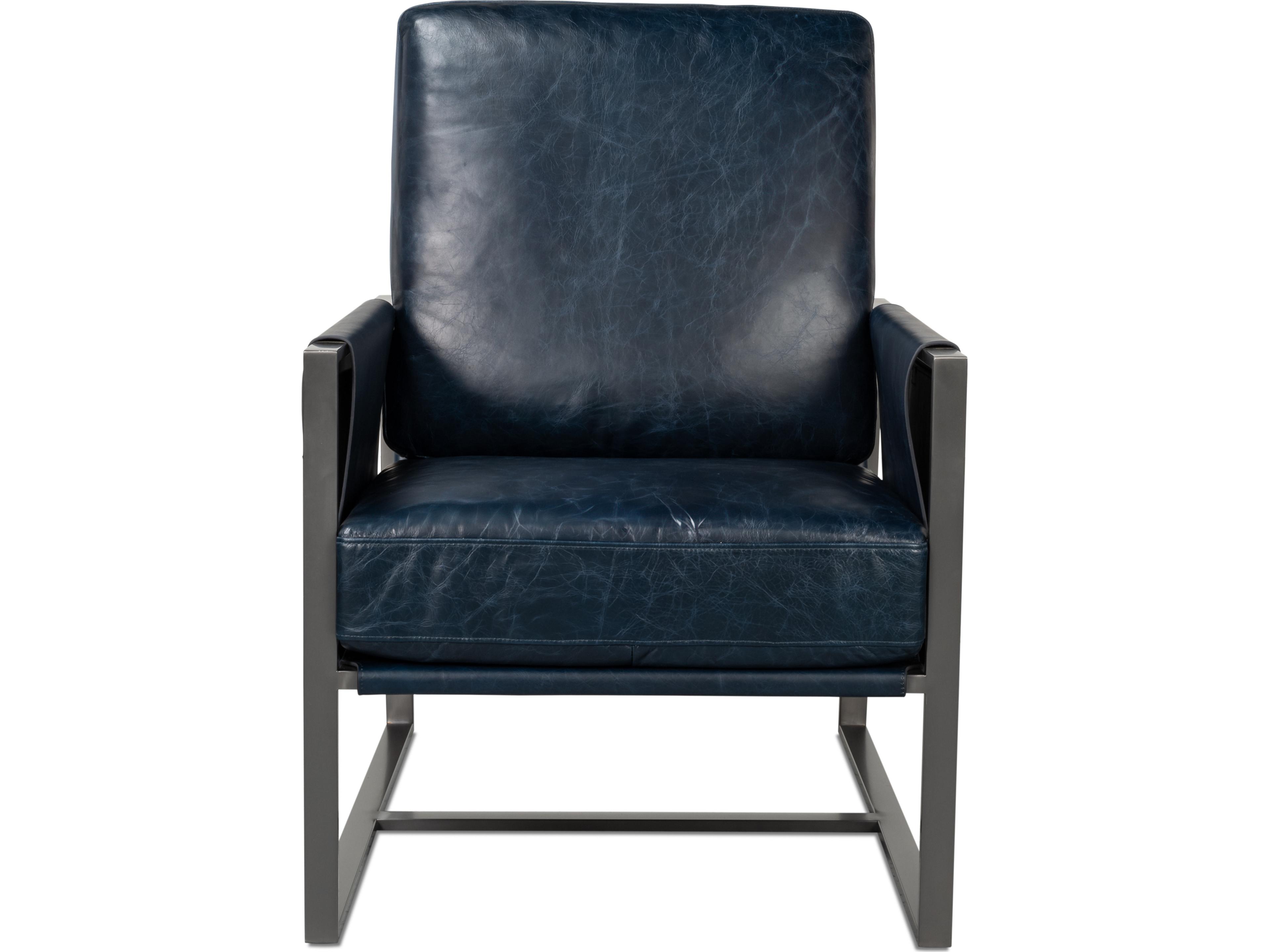 Sarreid Ltd Edmonds Distilled Leather Chair Blue