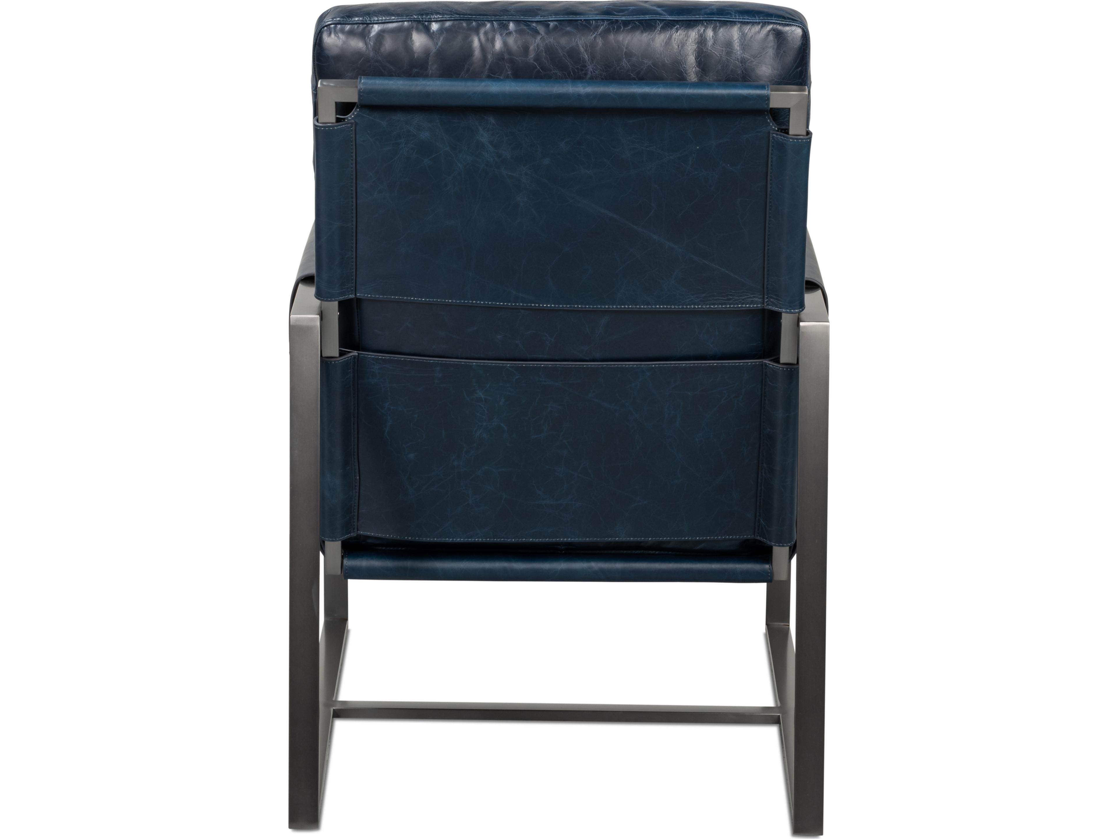 Sarreid Ltd Edmonds Distilled Leather Chair Blue
