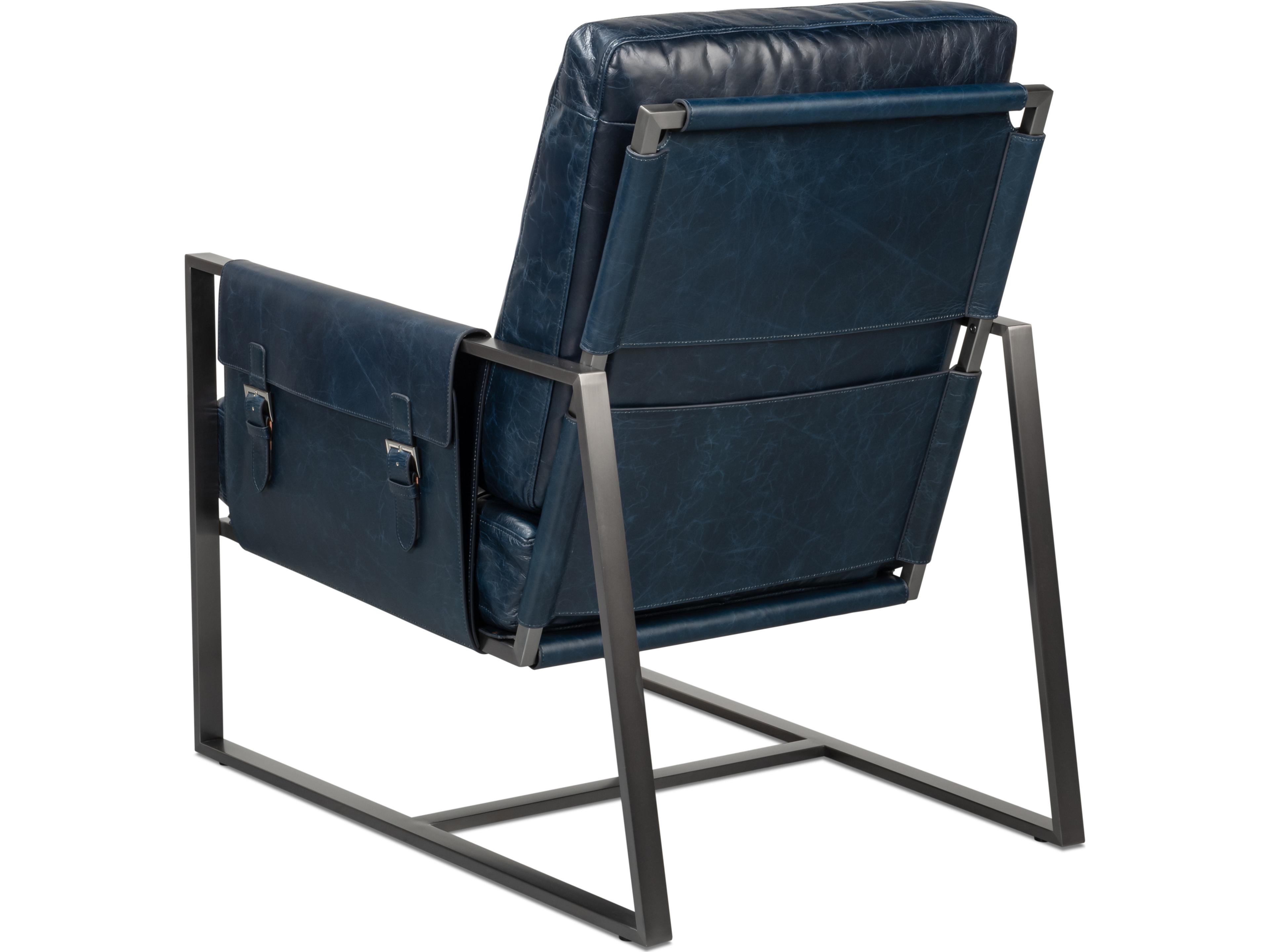 Sarreid Ltd Edmonds Distilled Leather Chair Blue