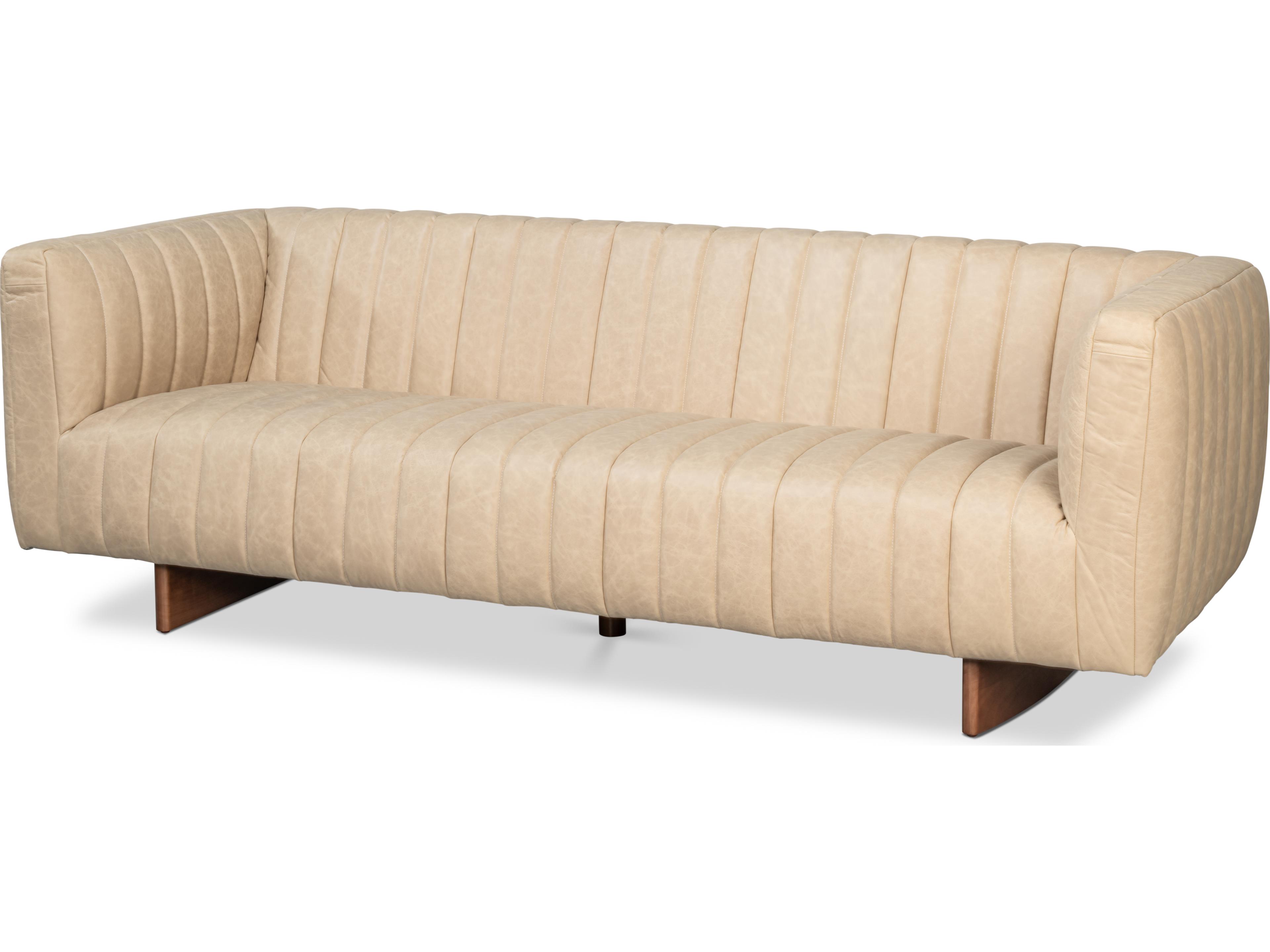 Denys White Cream Leather Sofa