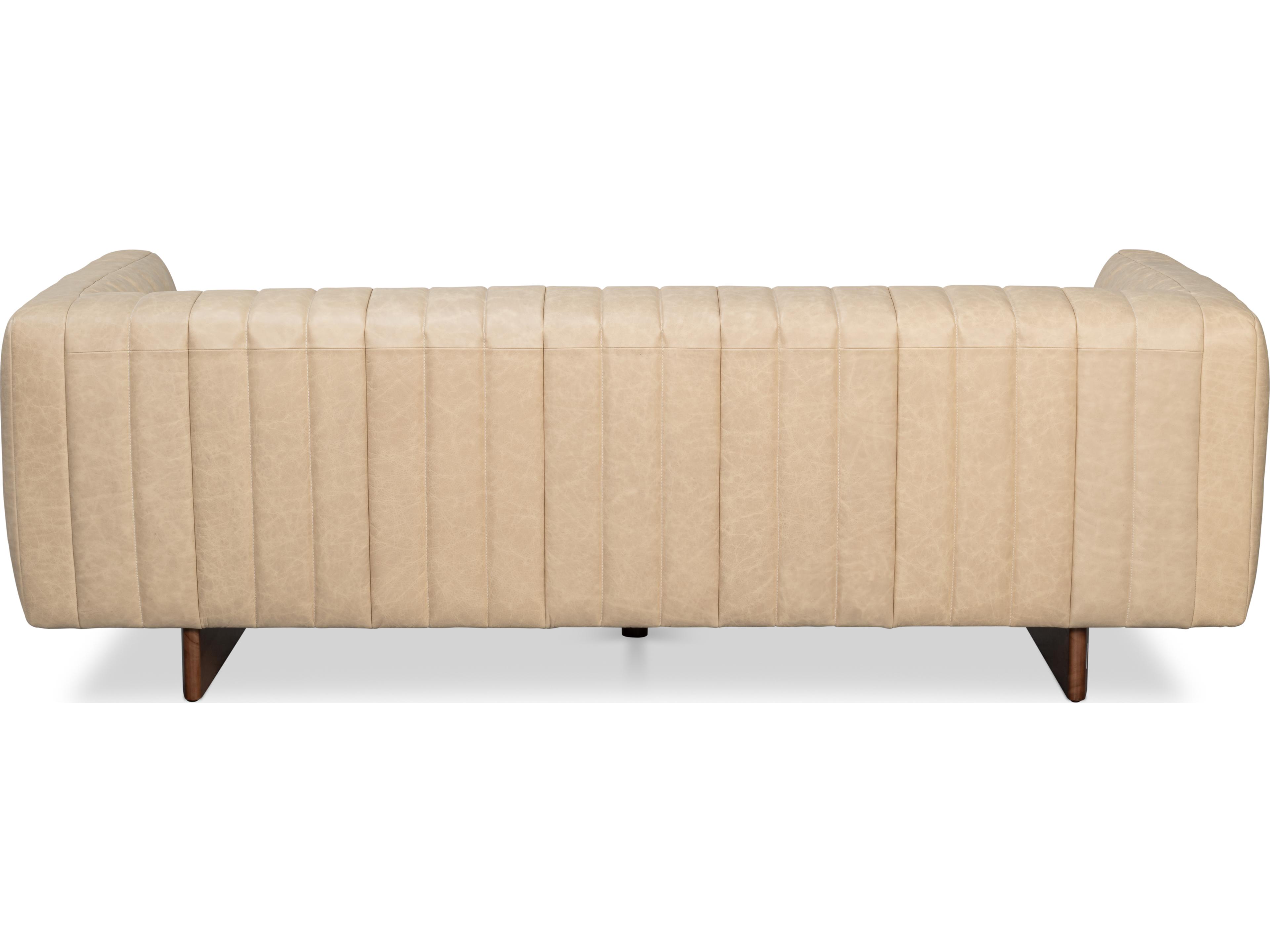 Sarreid Ltd Denys White Cream Leather Sofa