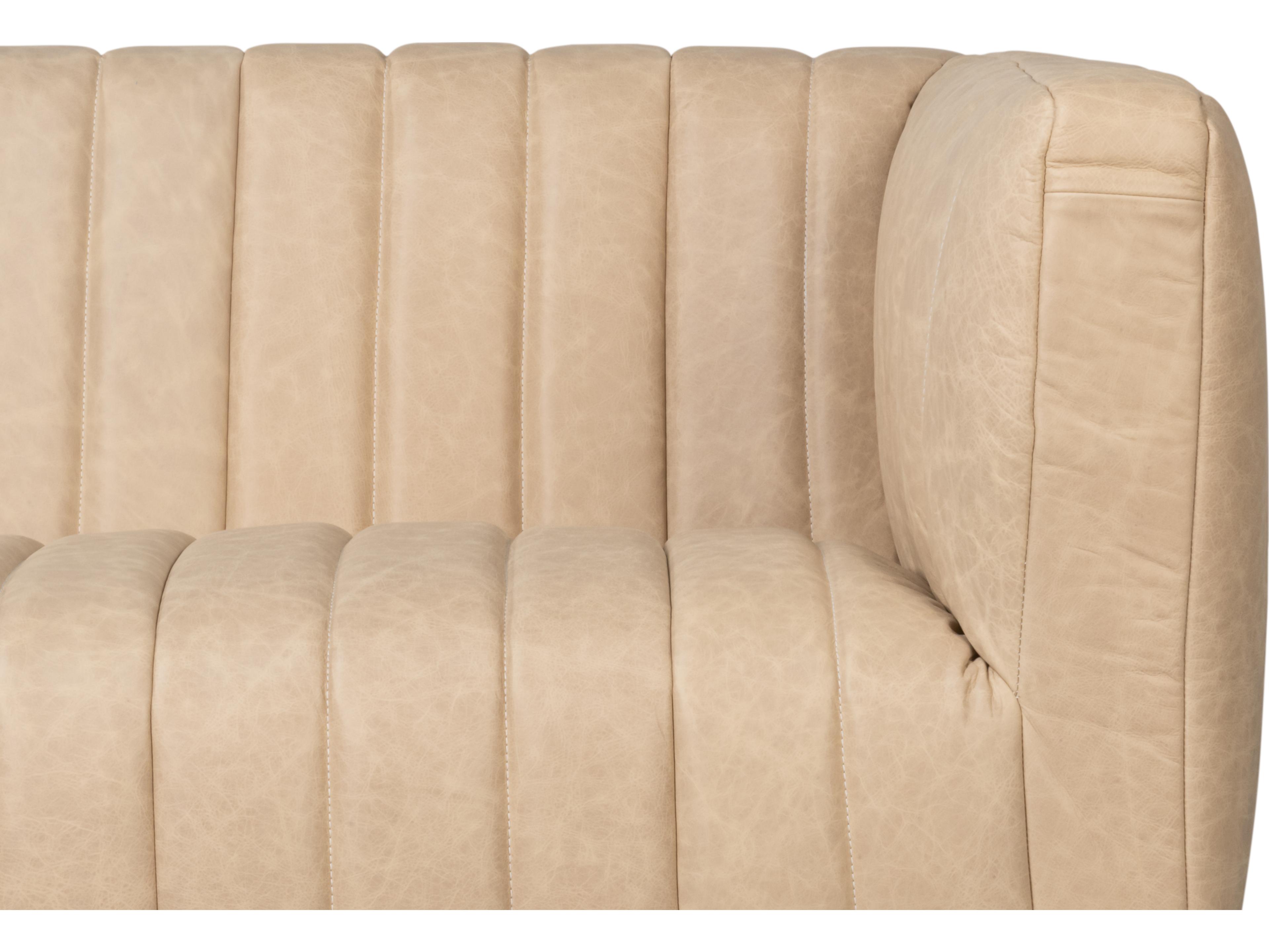 Sarreid Ltd Denys White Cream Leather Sofa