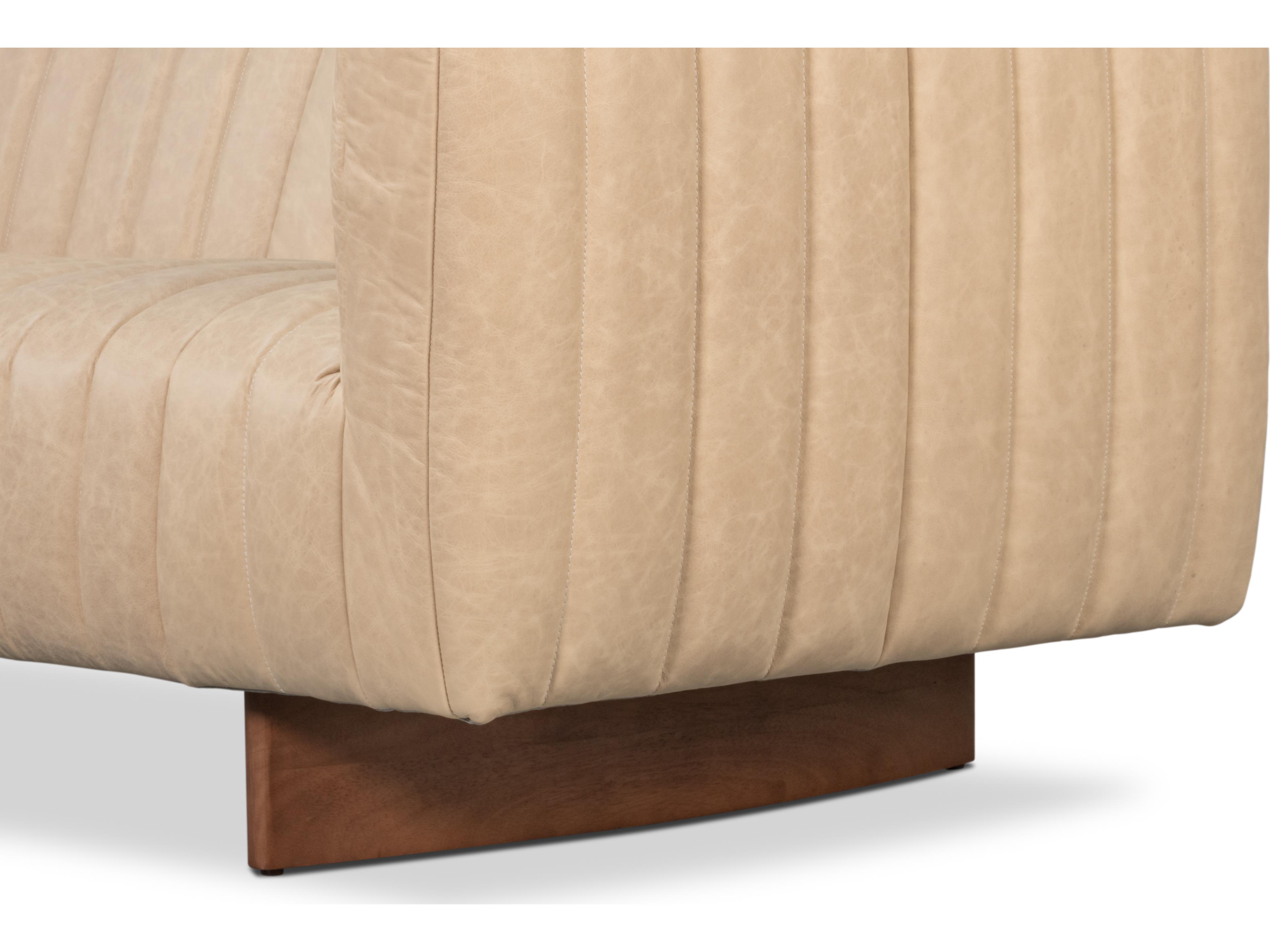 Sarreid Ltd Denys White Cream Leather Sofa