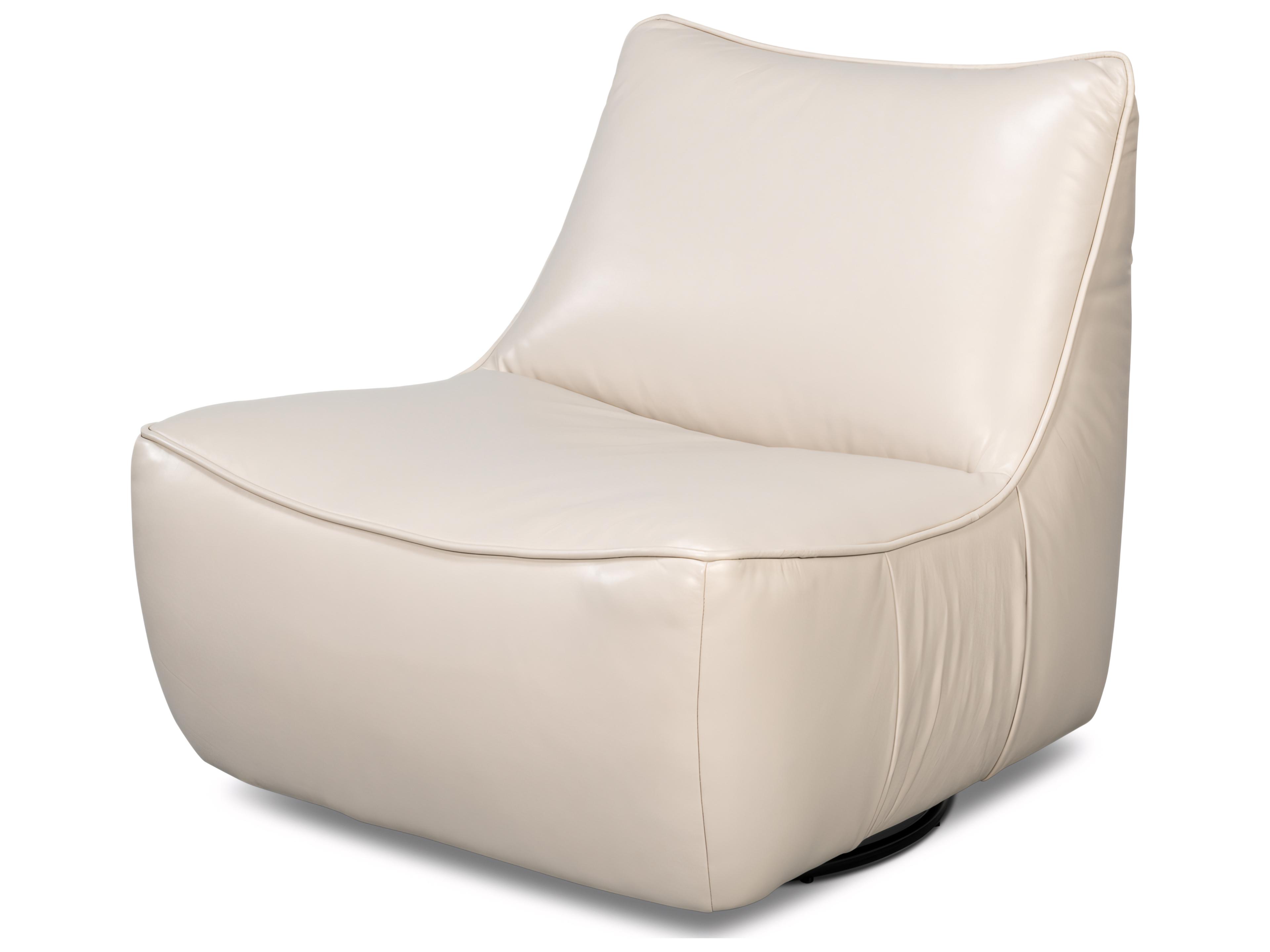 Kennett Swivel White Leather Accent Chair