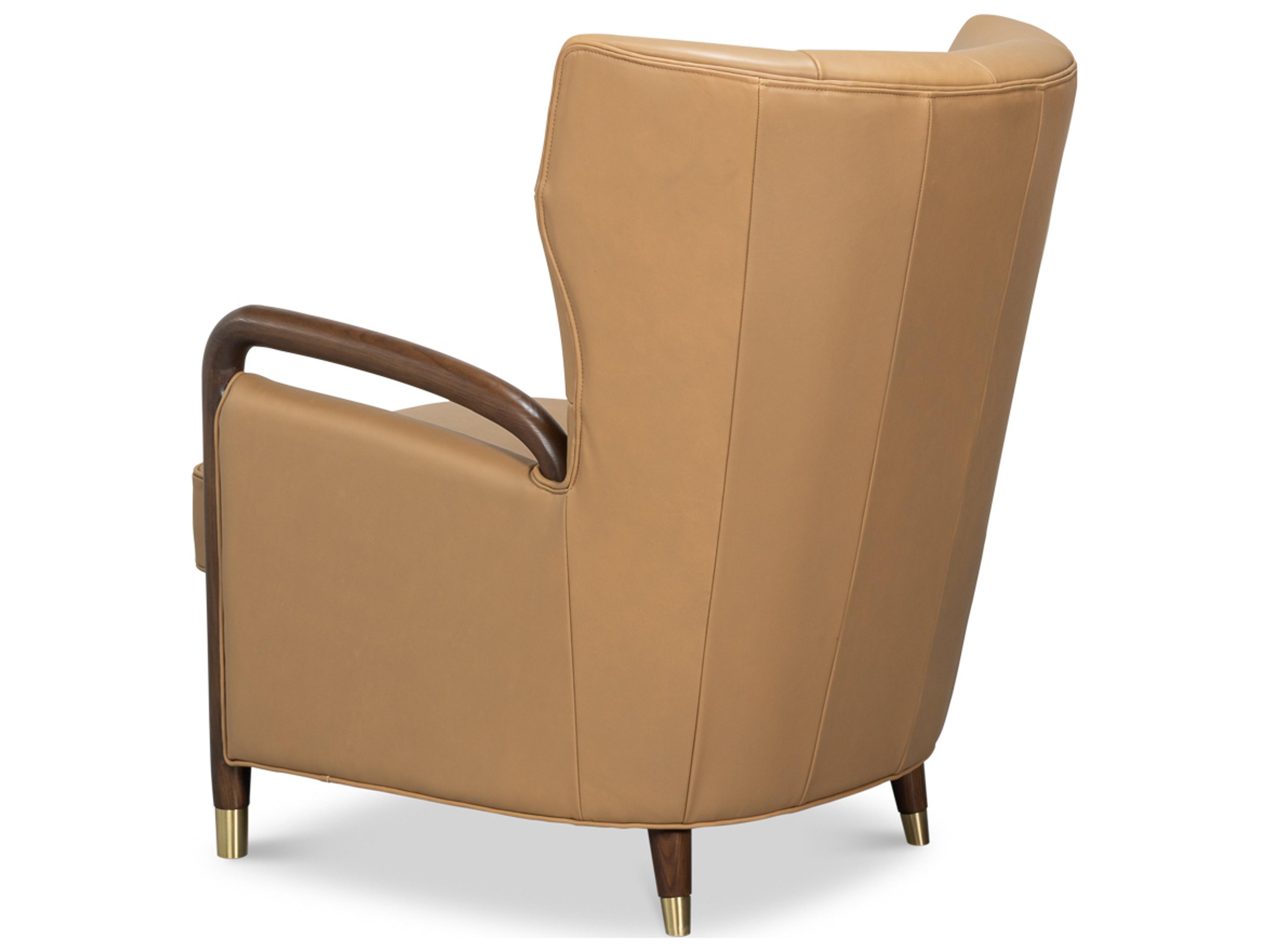 Sarreid Ltd Alastair Brown Leather Accent Chair