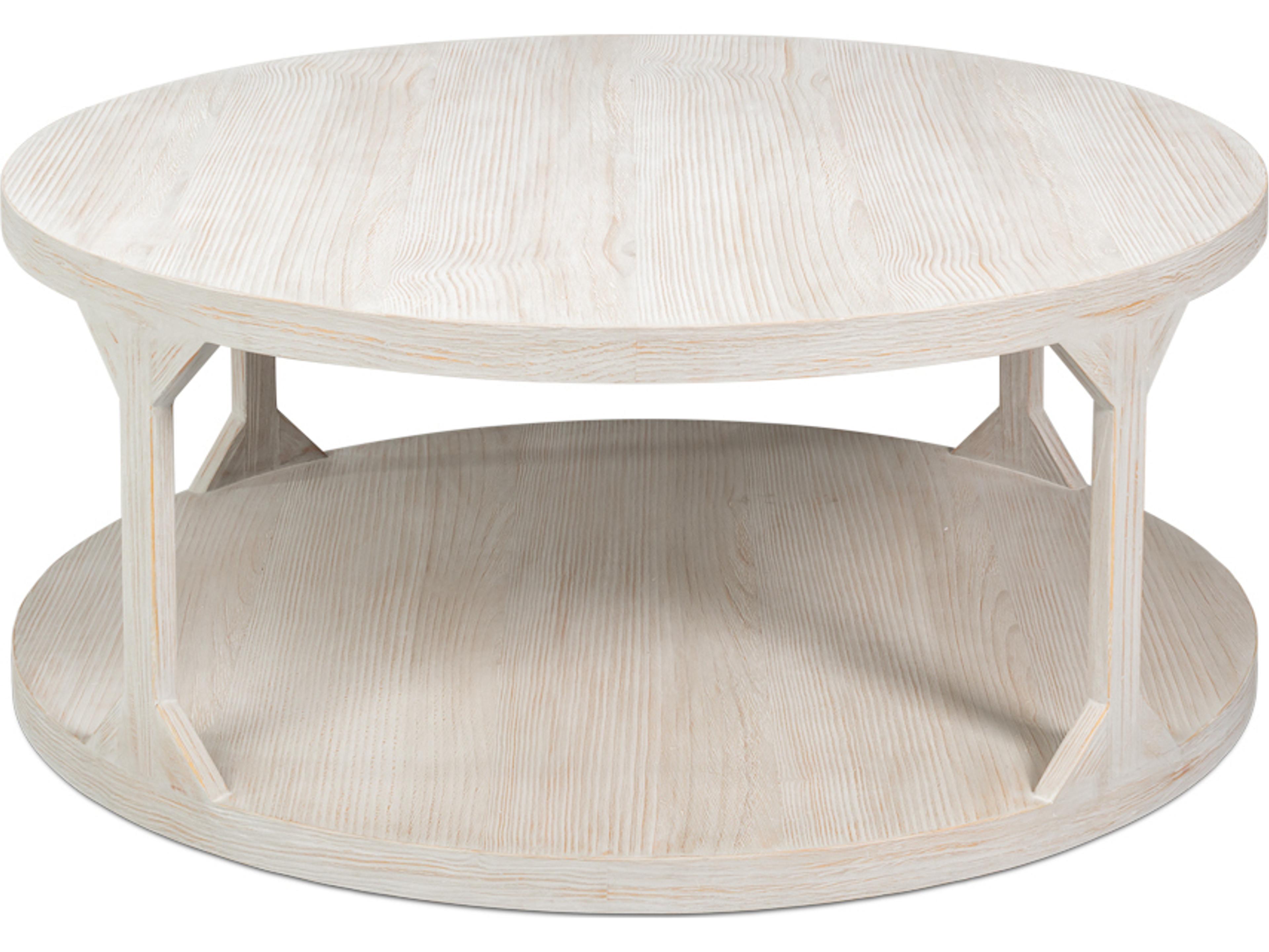 Sarreid Ltd Devon Grey Round Wood Coffee Table