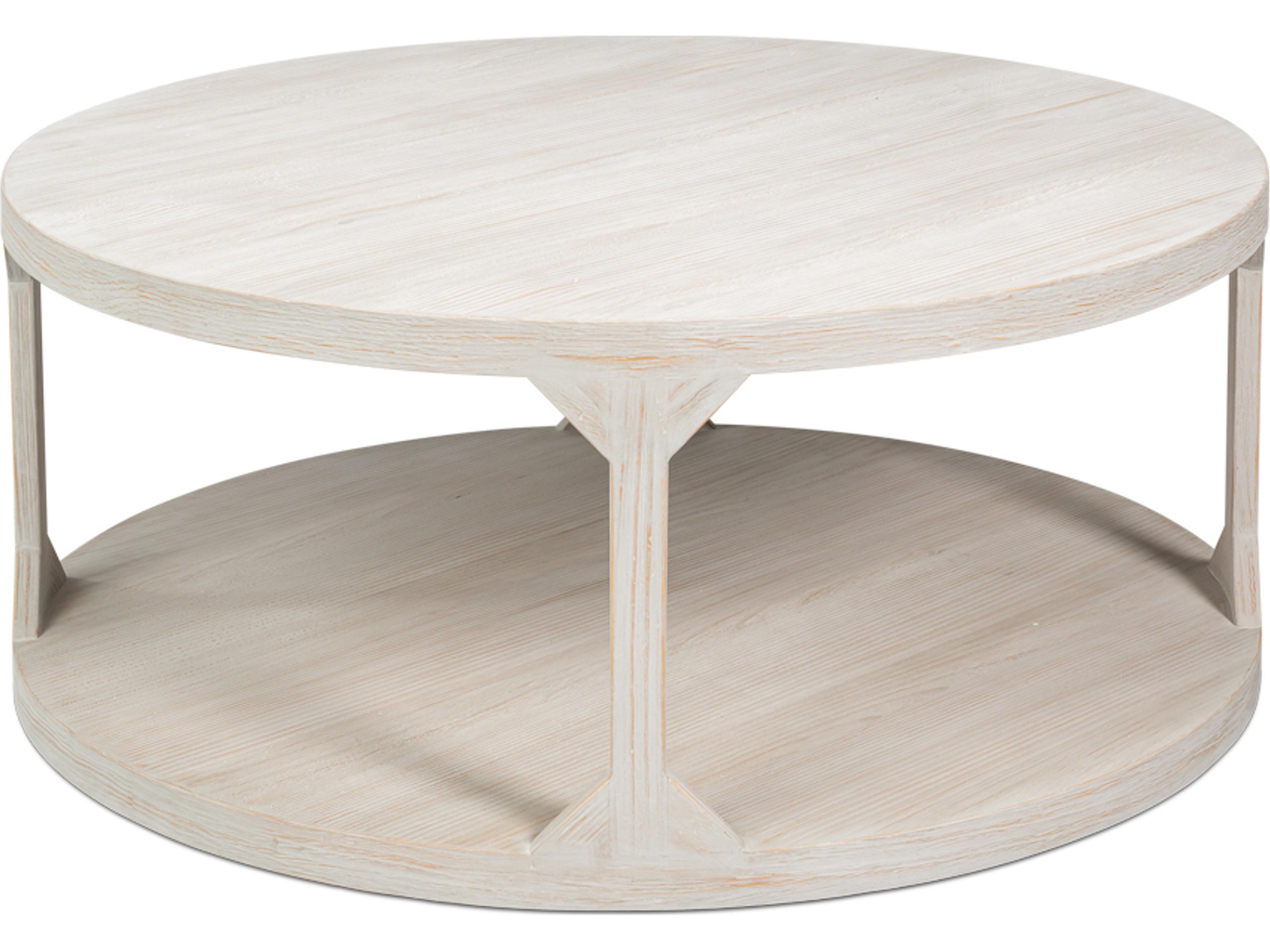 Sarreid Ltd Devon Grey Round Wood Coffee Table