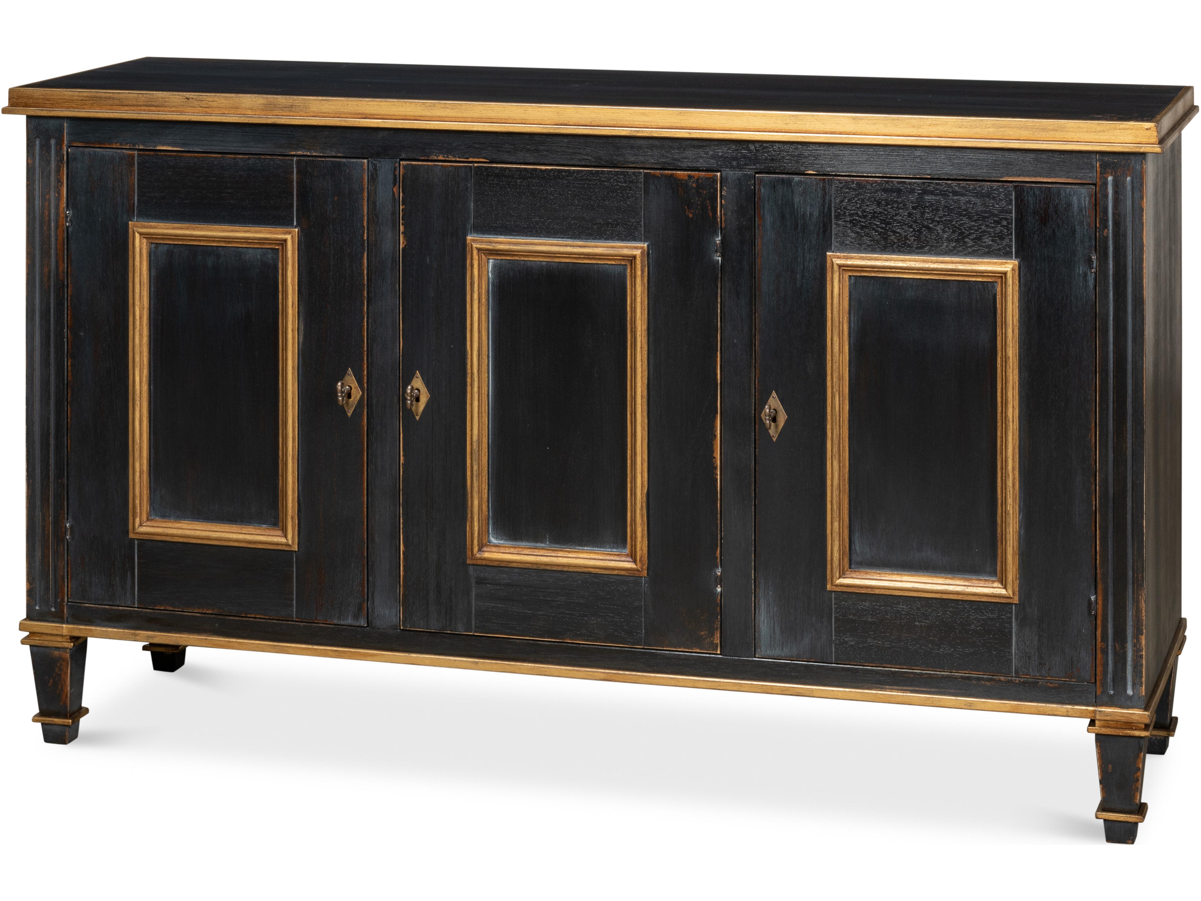 Louis XVI Buffet Powder Black with Gold