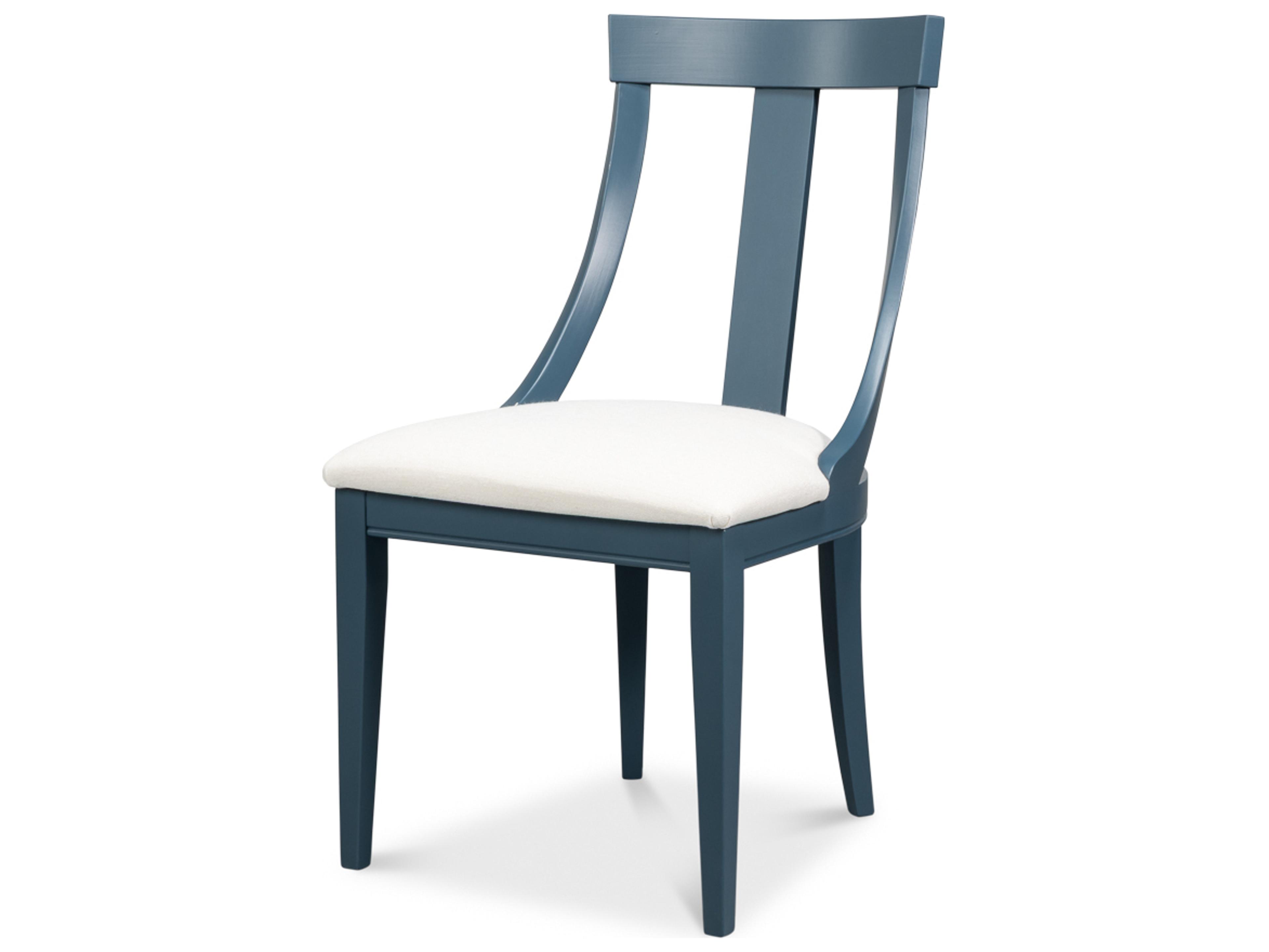 Deco Beech Wood Blue Upholstered Armless Dining Chair