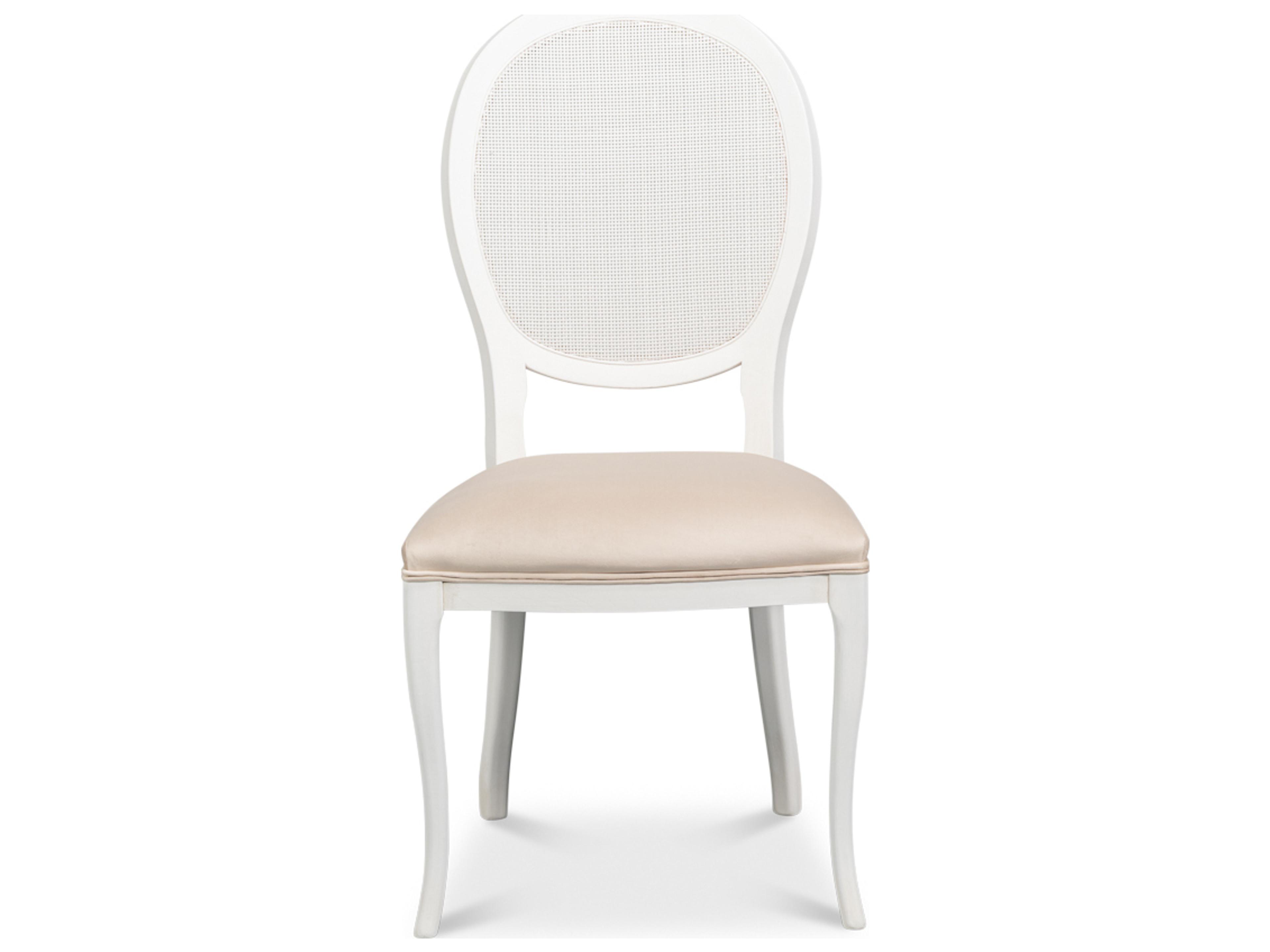 Oval Beech Wood White Upholstered Armless Dining Chair