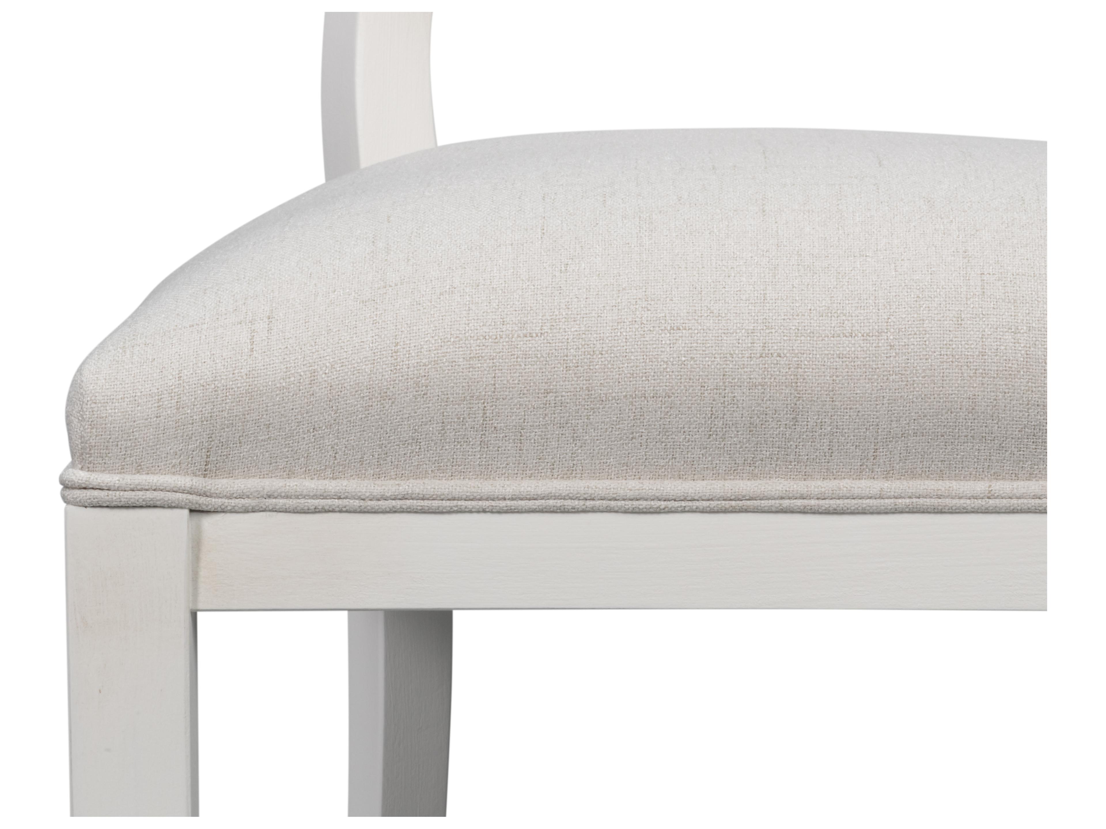 Sarreid Ltd Goccia Beech Wood White Upholstered Armless Dining Chair