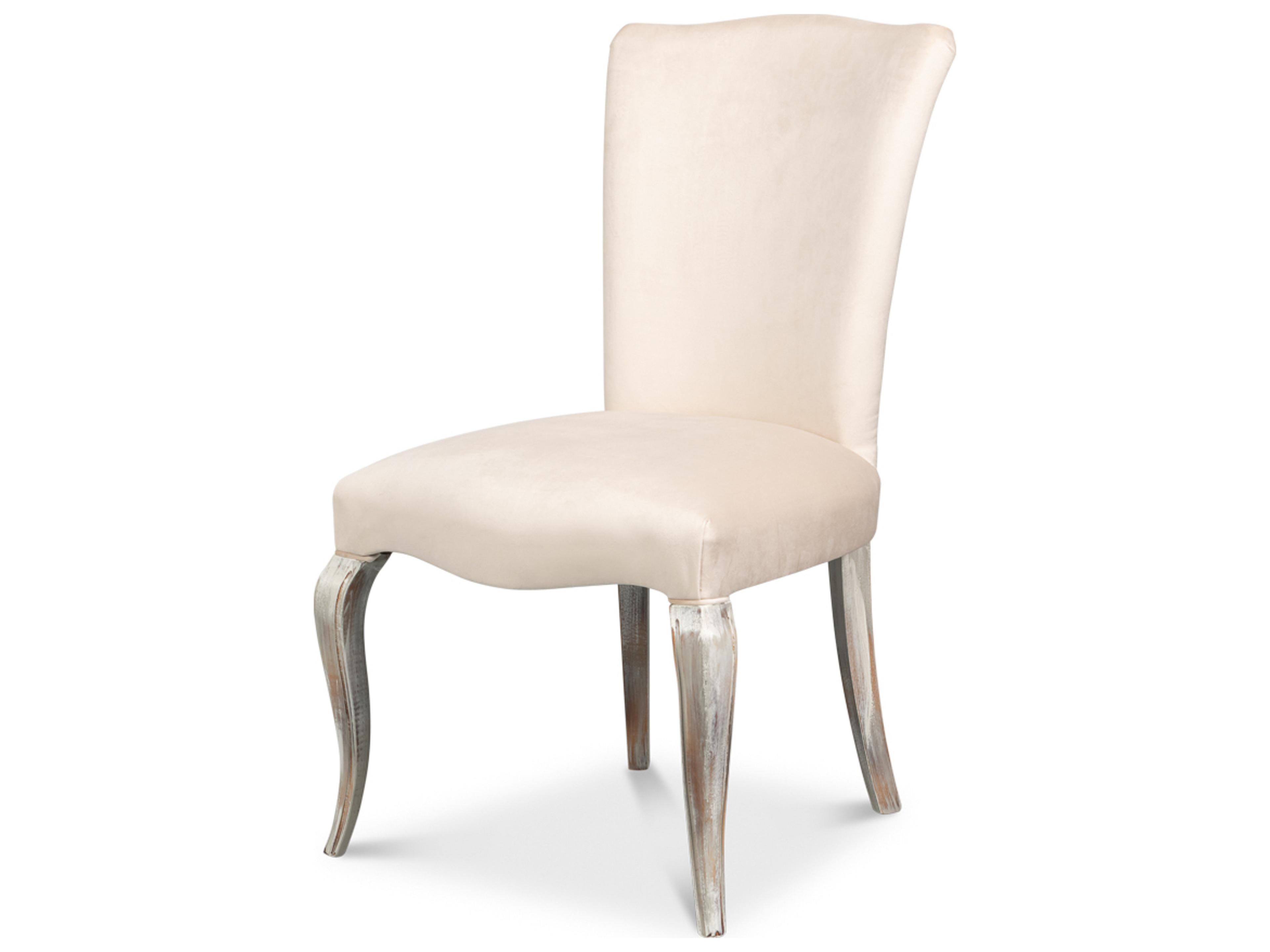 Sidechair Beech Wood Silver Upholstered Armless Dining Chair