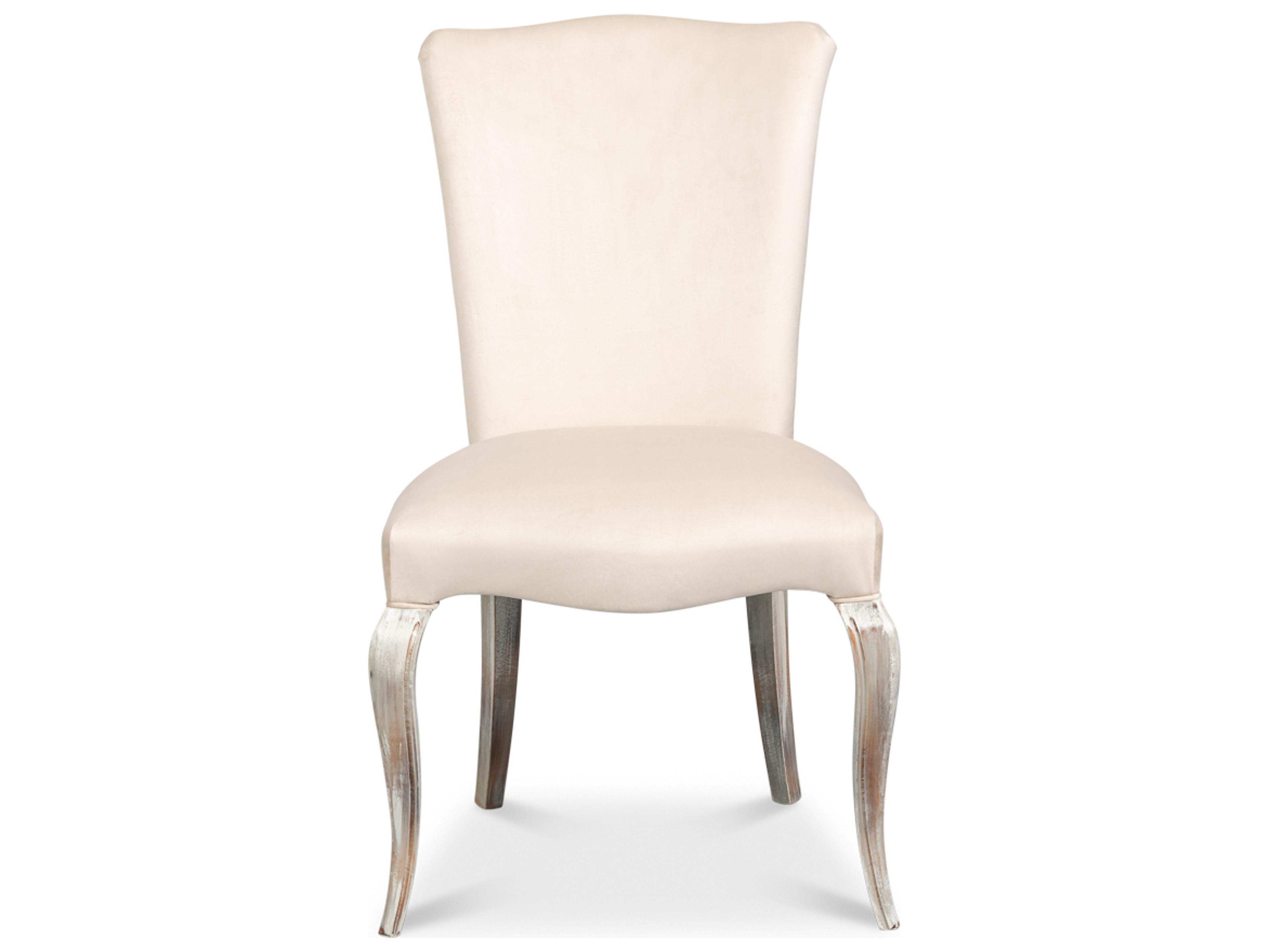 Sarreid Ltd Sidechair Beech Wood Silver Upholstered Armless Dining Chair