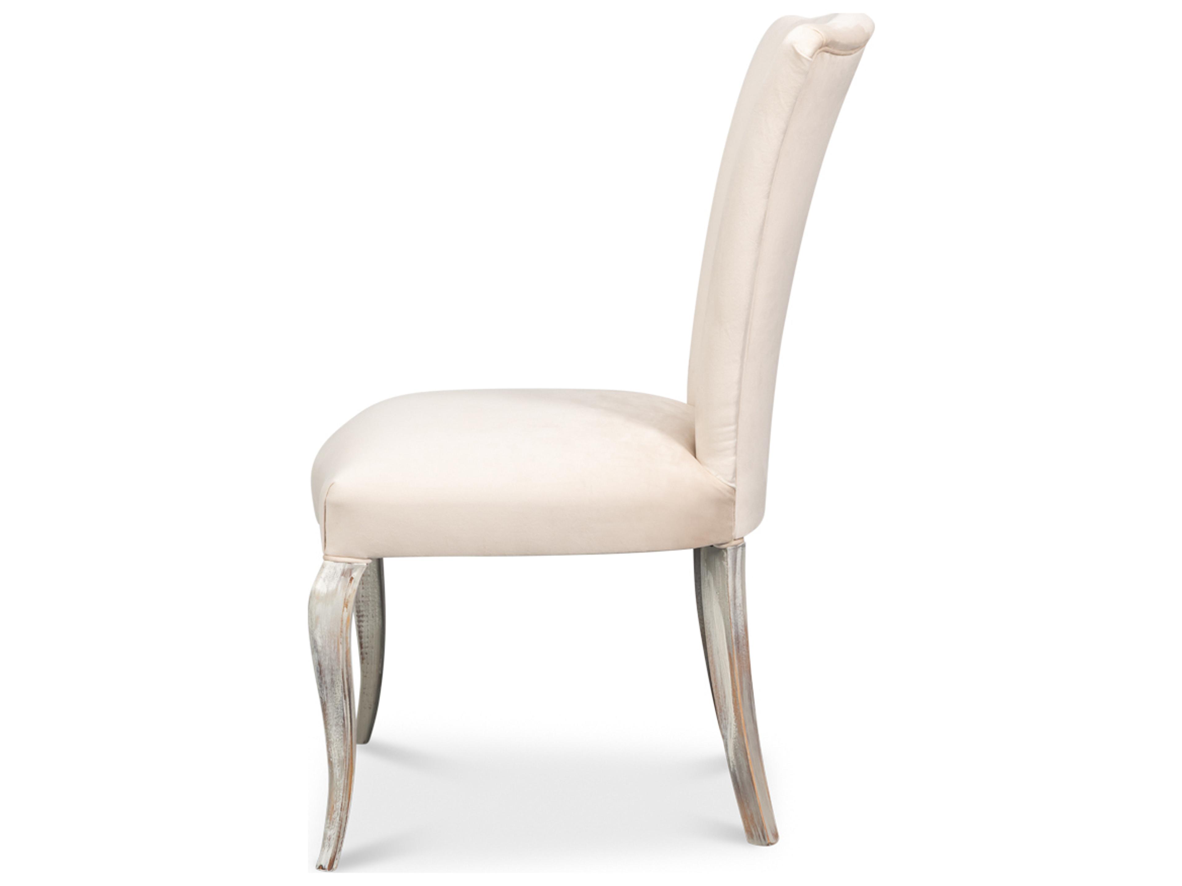 Sarreid Ltd Sidechair Beech Wood Silver Upholstered Armless Dining Chair