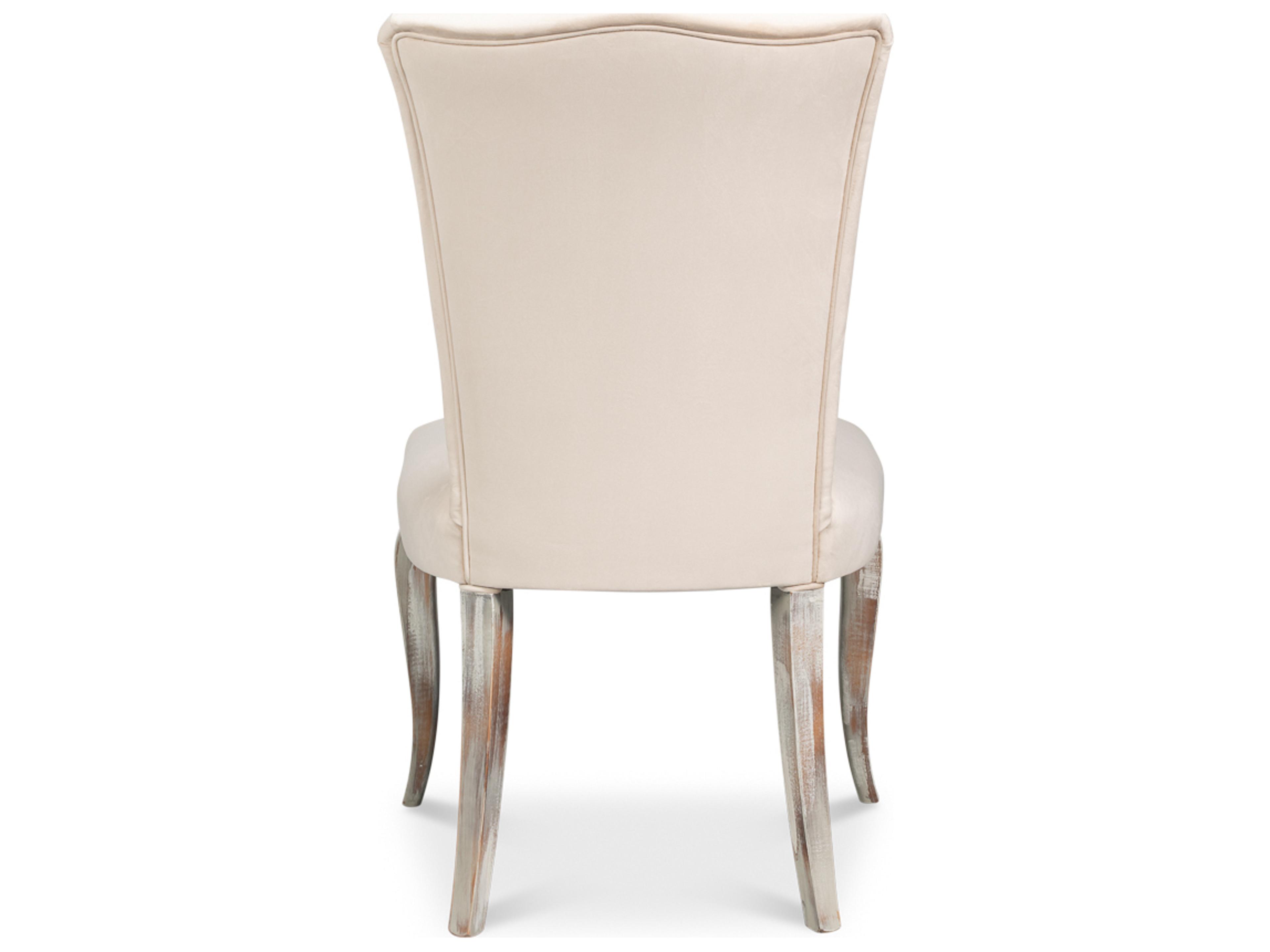 Sarreid Ltd Sidechair Beech Wood Silver Upholstered Armless Dining Chair