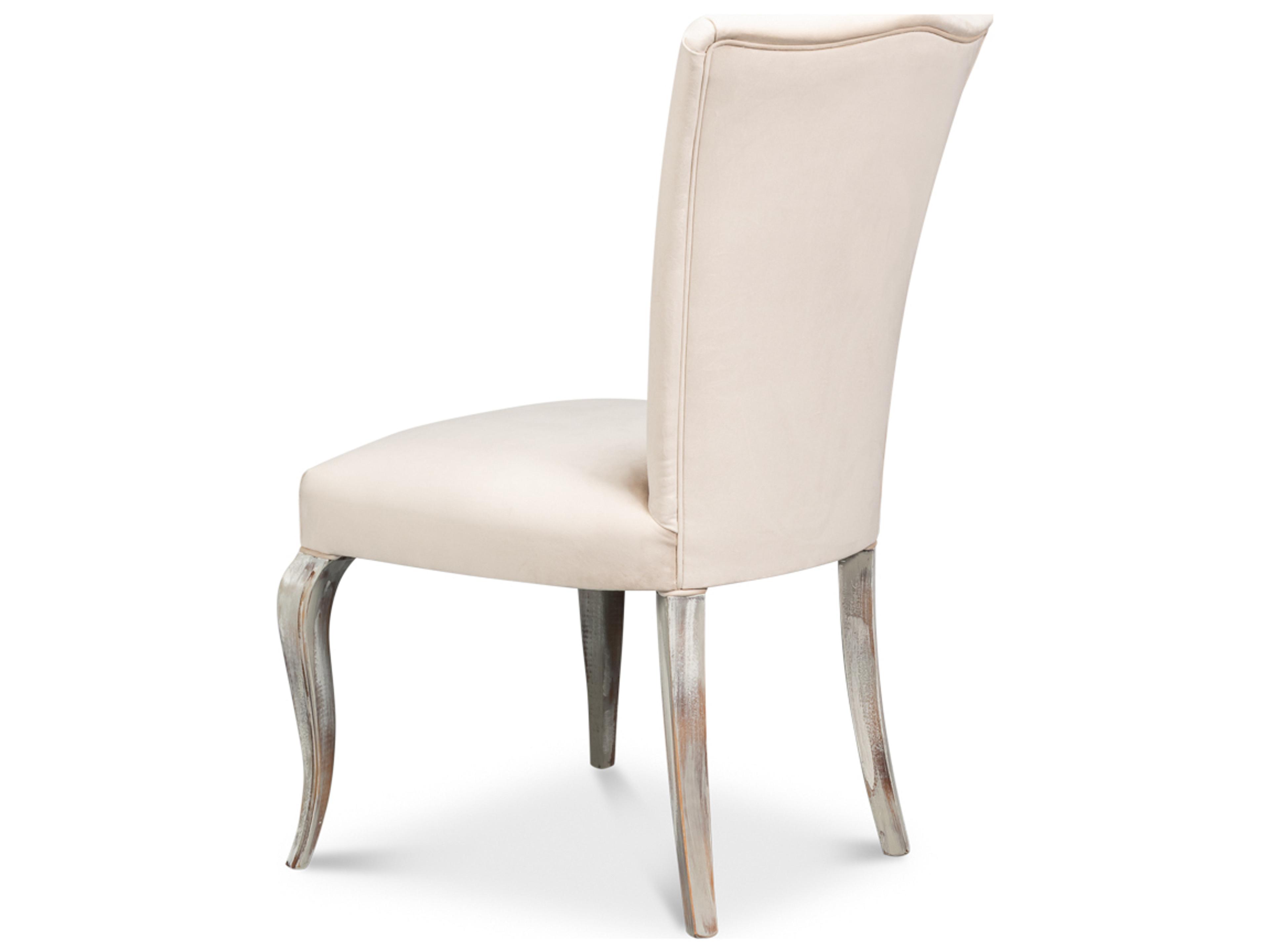 Sarreid Ltd Sidechair Beech Wood Silver Upholstered Armless Dining Chair