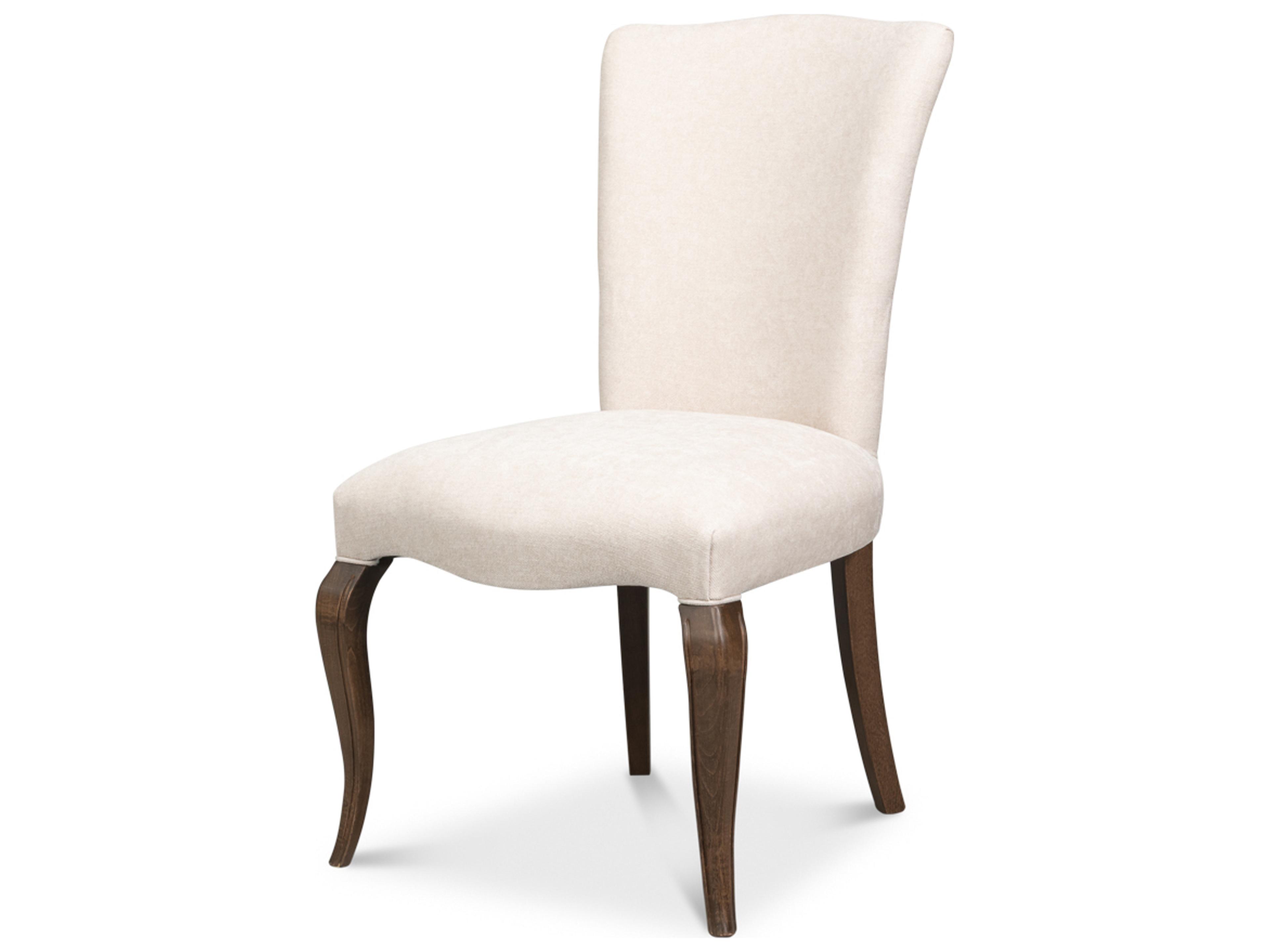 Sidechair Beech Wood Brown Upholstered Armless Dining Chair