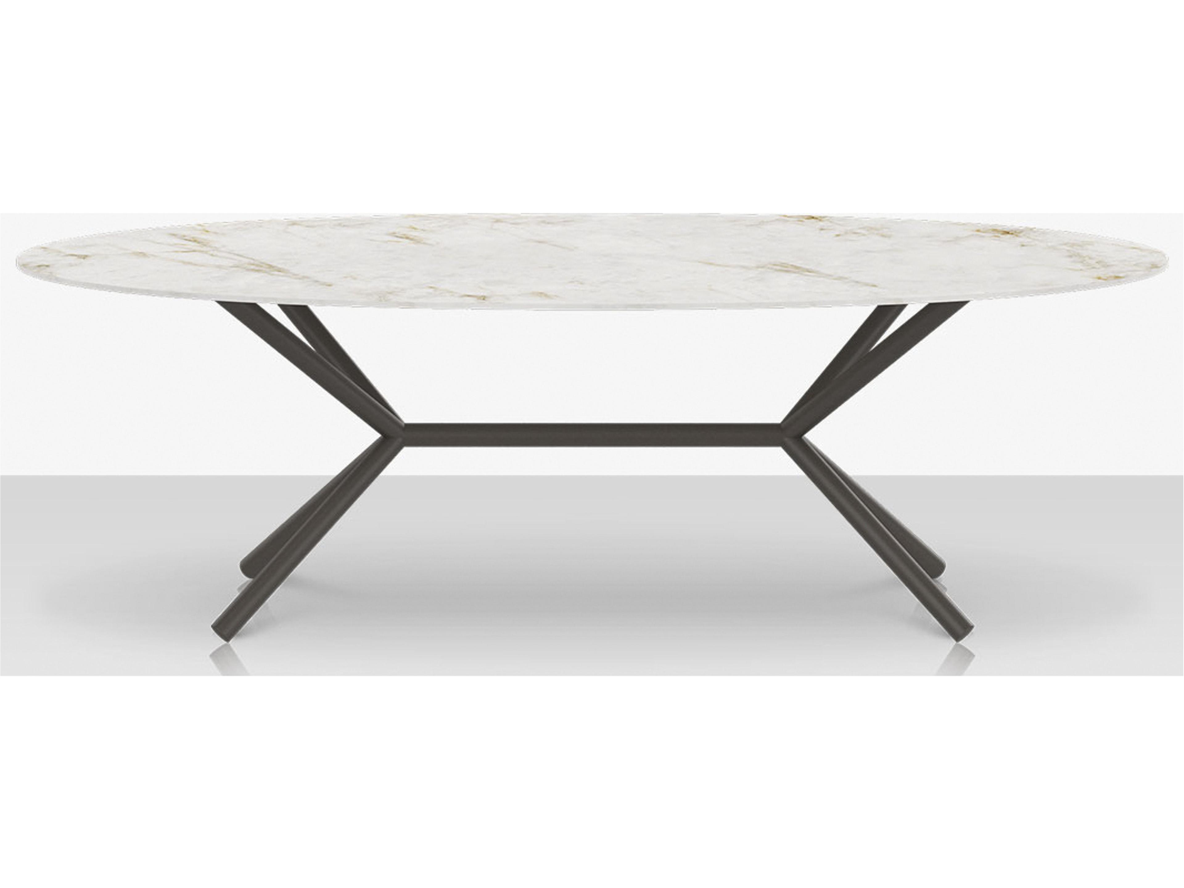 Decoscape Oliver Aluminum Oval Porcelain Rimless Top Dining Table