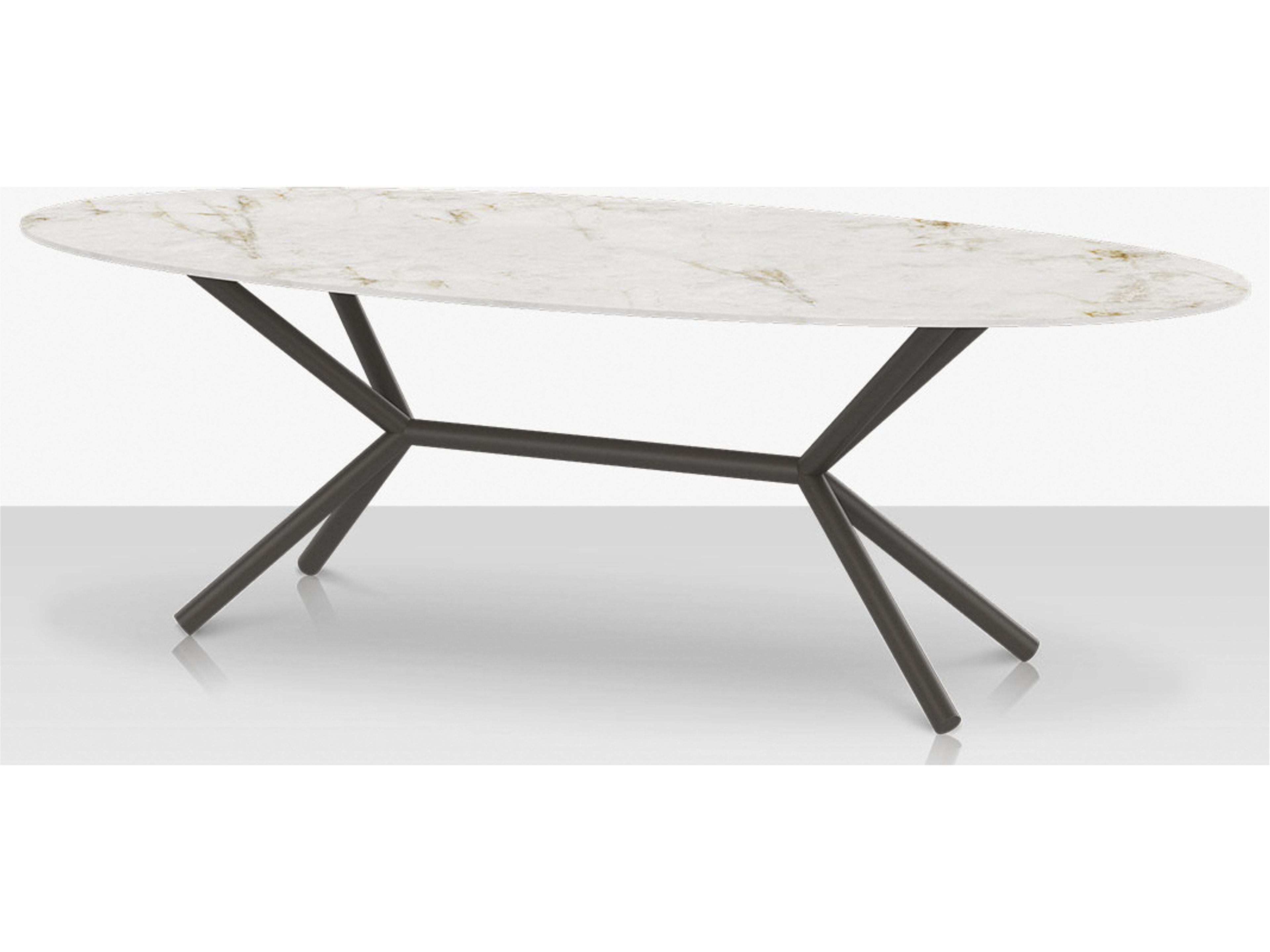 Decoscape Oliver Aluminum Oval Porcelain Rimless Top Dining Table