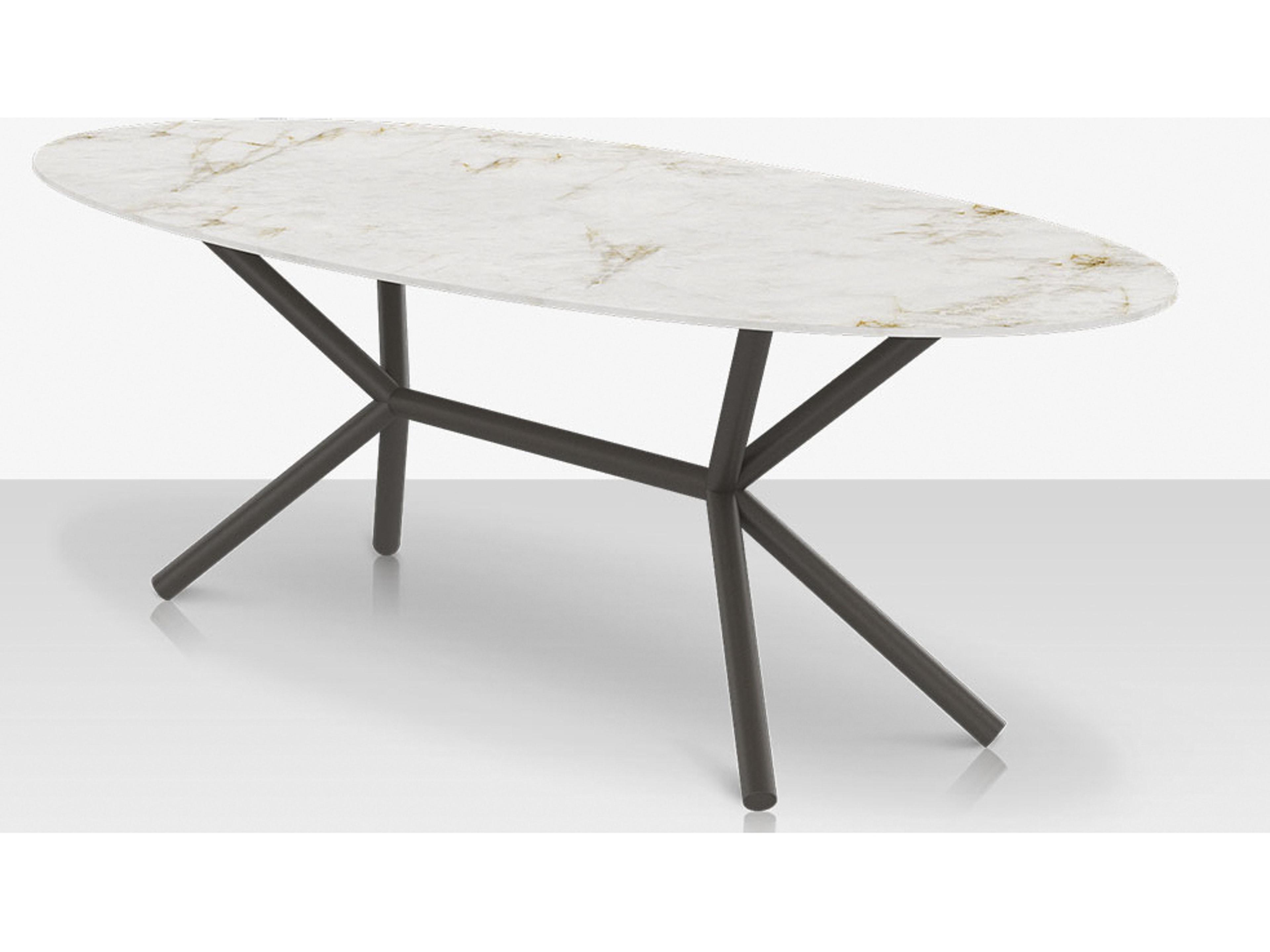 Decoscape Oliver Aluminum Oval Porcelain Rimless Top Dining Table
