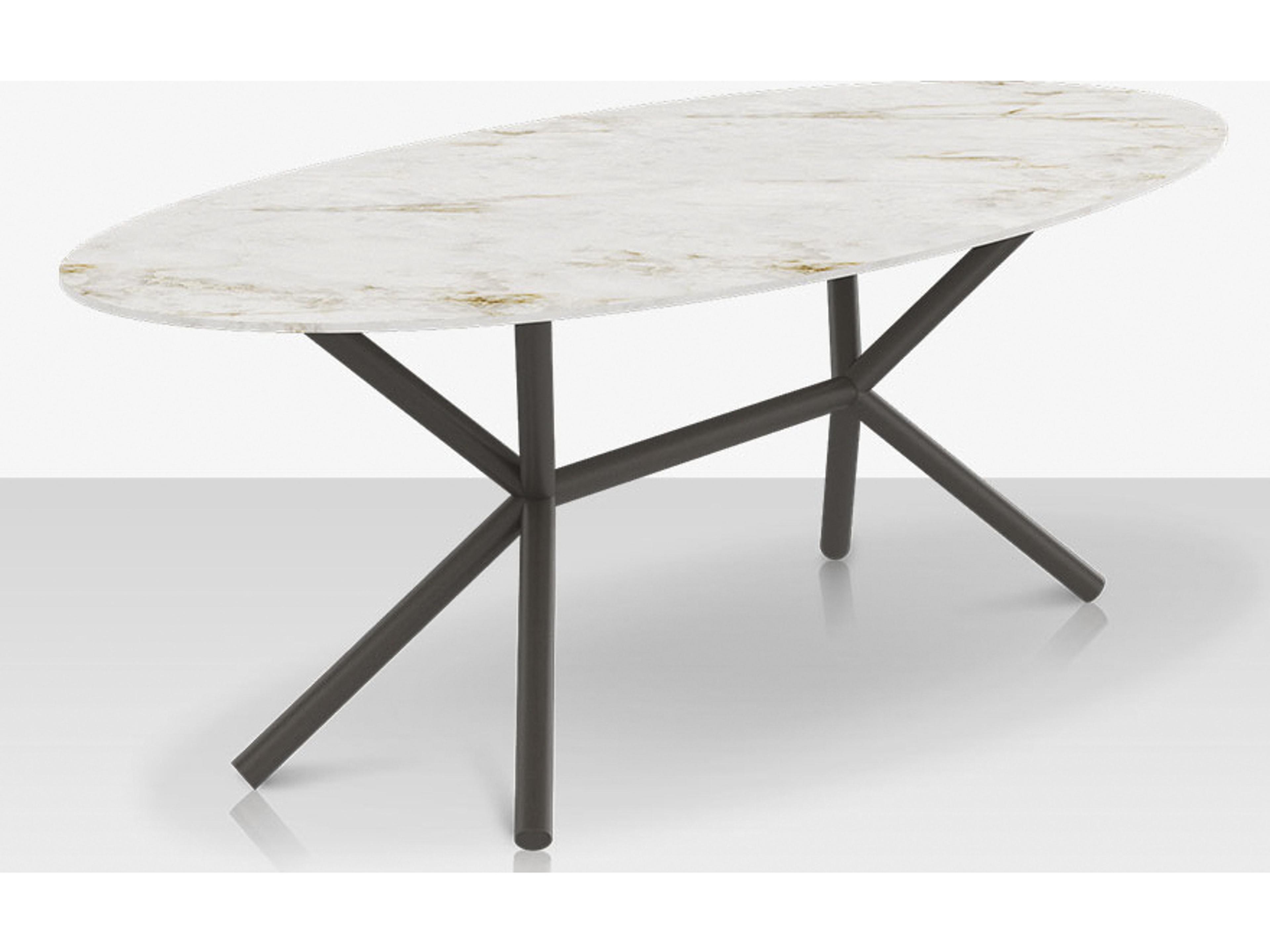 Decoscape Oliver Aluminum Oval Porcelain Rimless Top Dining Table