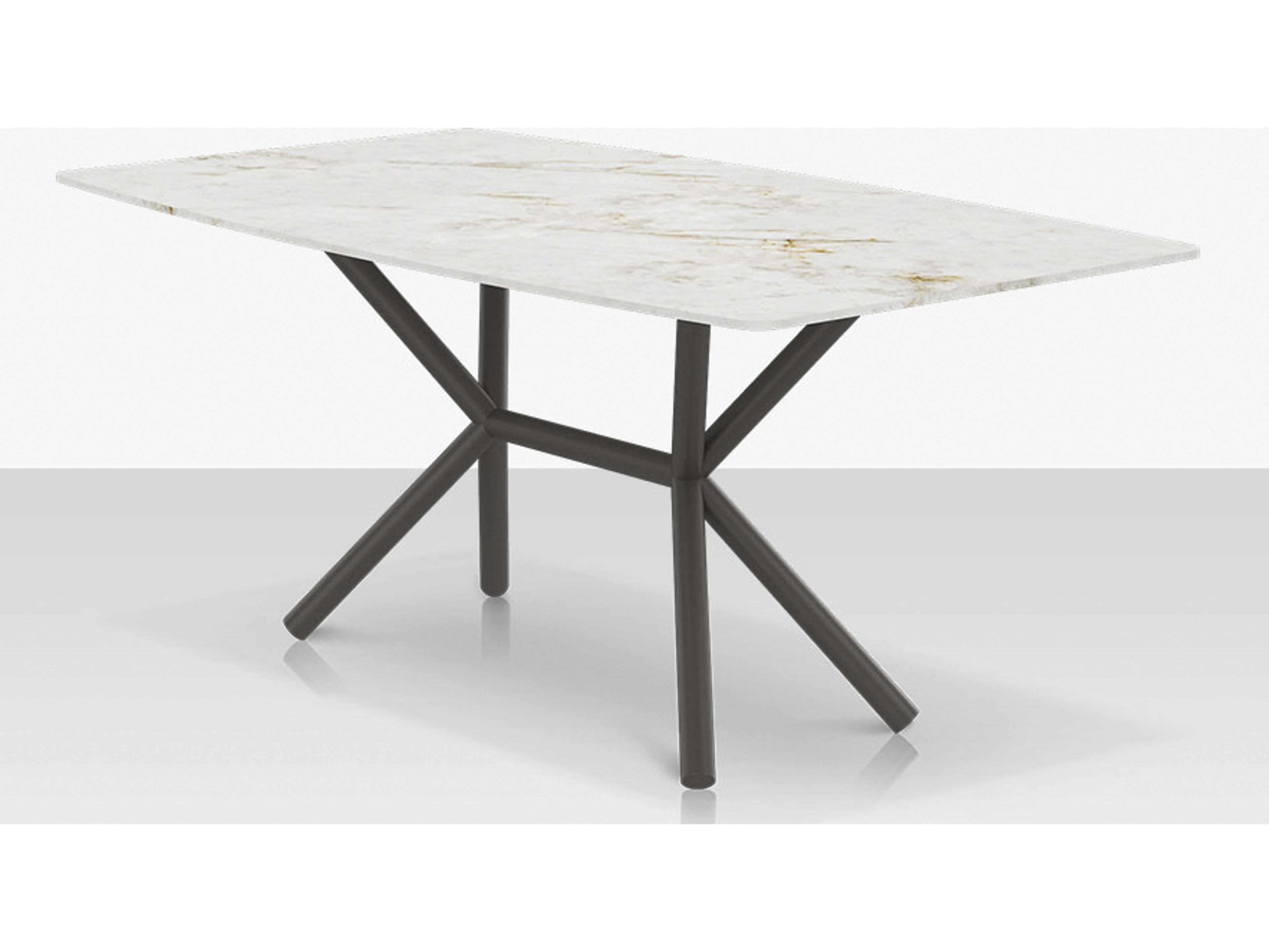 Decoscape Oliver Aluminum Rectangular Porcelain Rimless Porcelain Top Small Dining Table