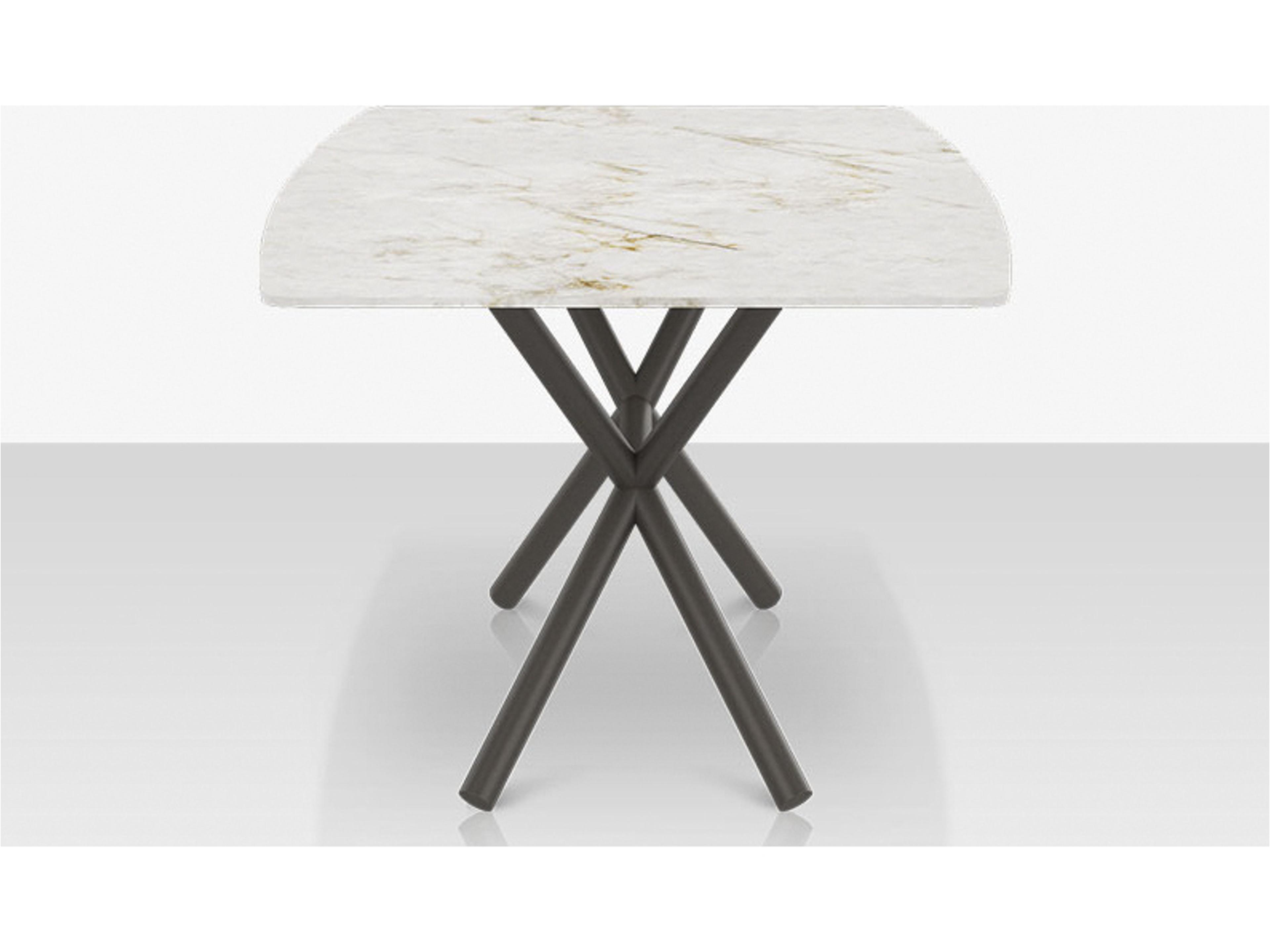 Decoscape Oliver Aluminum Rectangular Porcelain Rimless Porcelain Top Small Dining Table