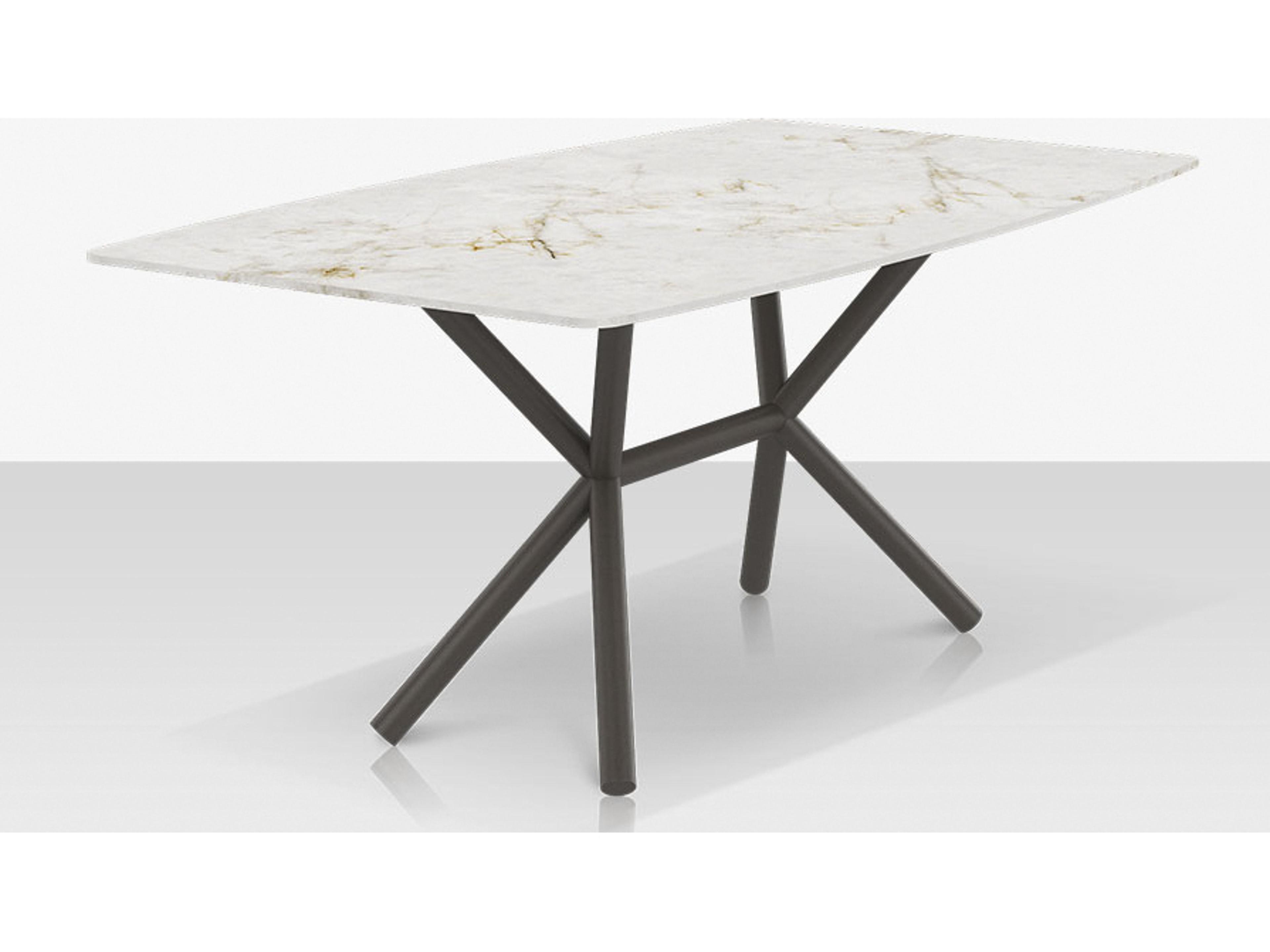 Decoscape Oliver Aluminum Rectangular Porcelain Rimless Porcelain Top Small Dining Table