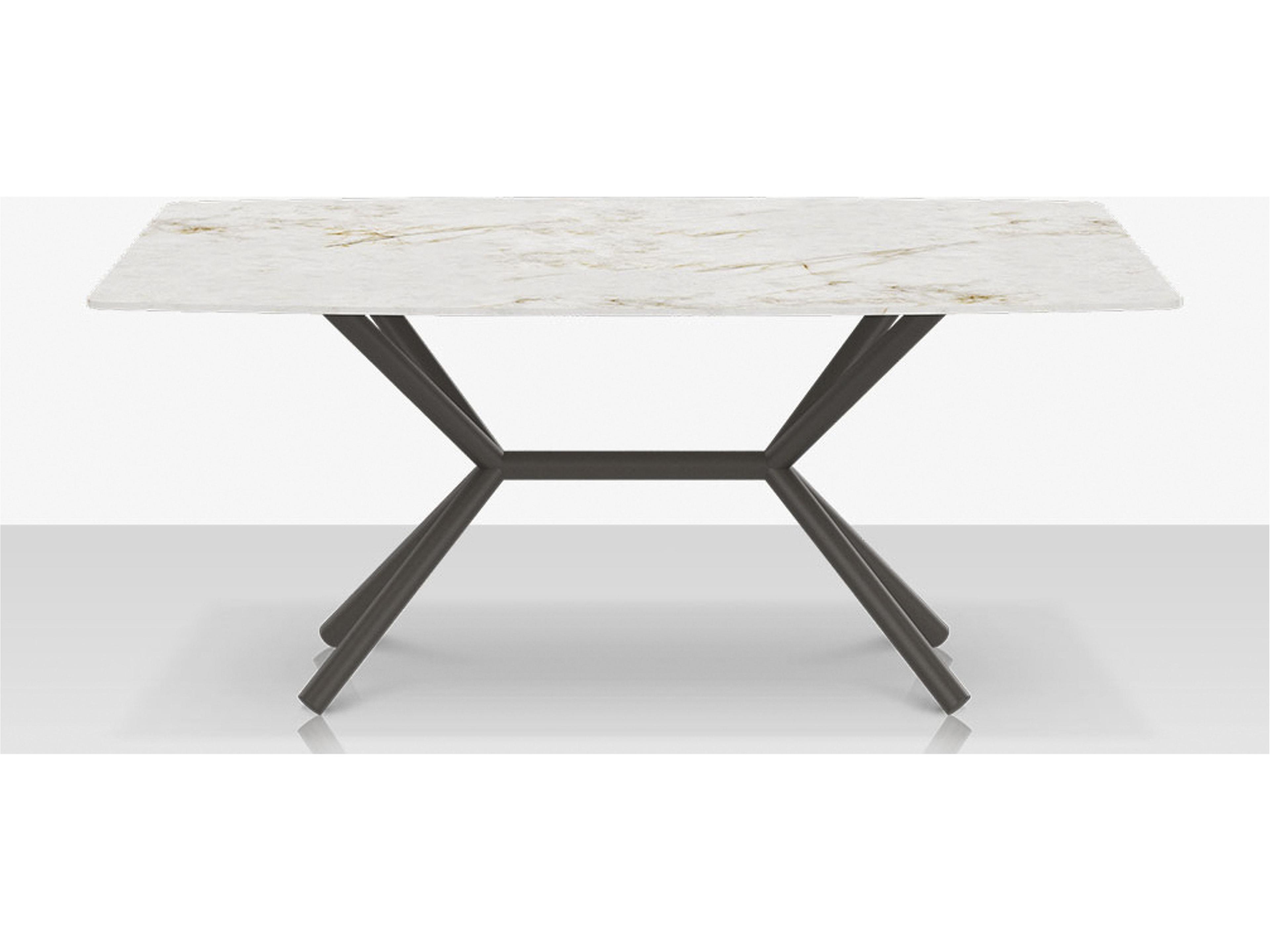 Decoscape Oliver Aluminum Rectangular Porcelain Rimless Porcelain Top Medium Dining Table