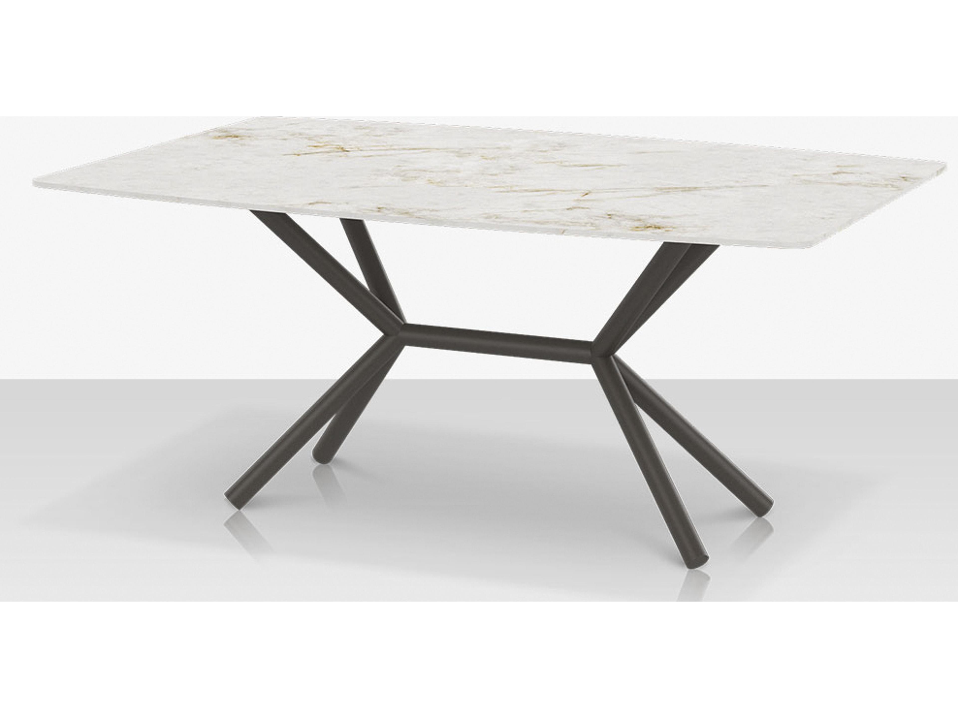 Decoscape Oliver Aluminum Rectangular Porcelain Rimless Porcelain Top Medium Dining Table