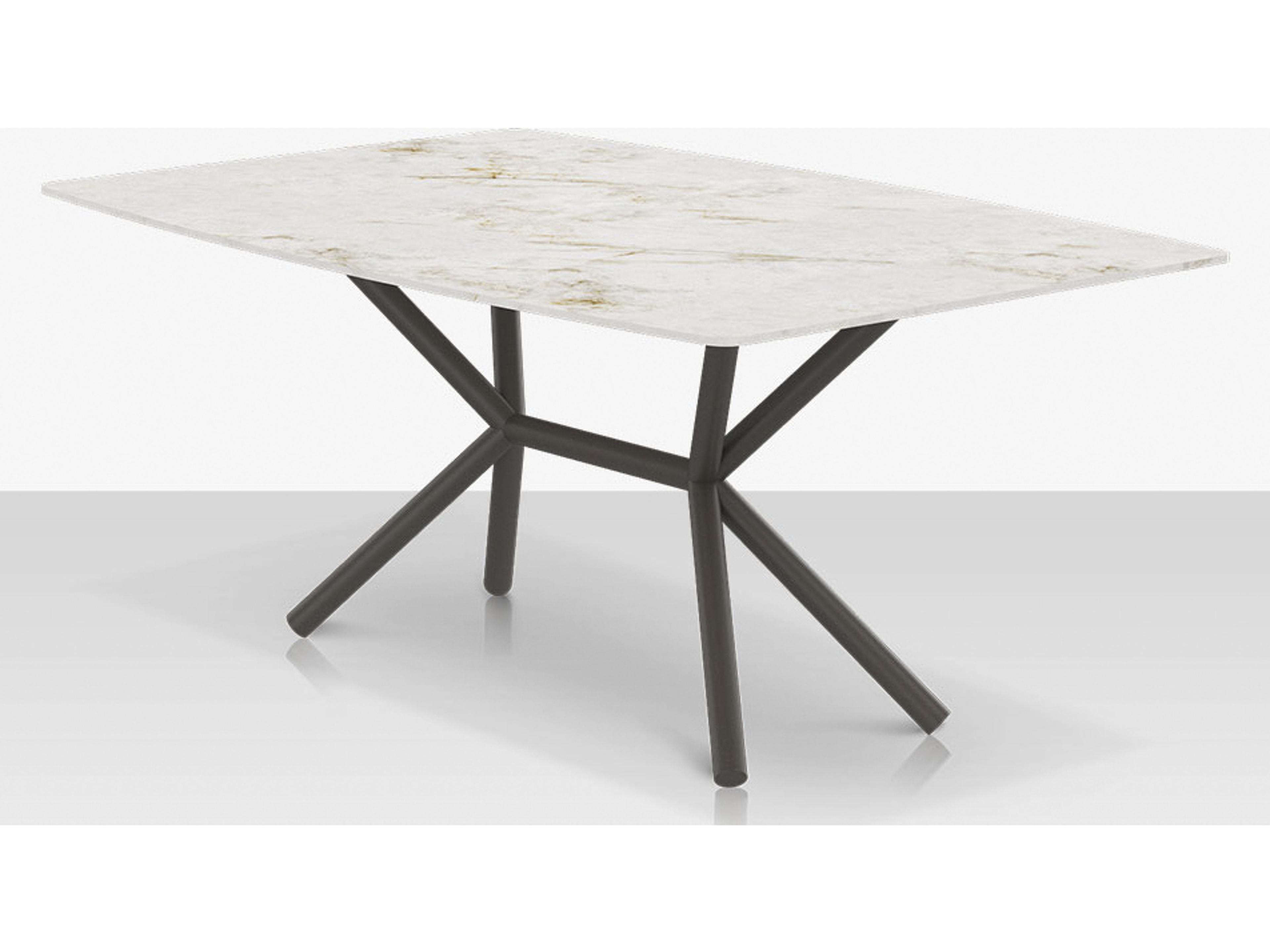 Decoscape Oliver Aluminum Rectangular Porcelain Rimless Porcelain Top Medium Dining Table