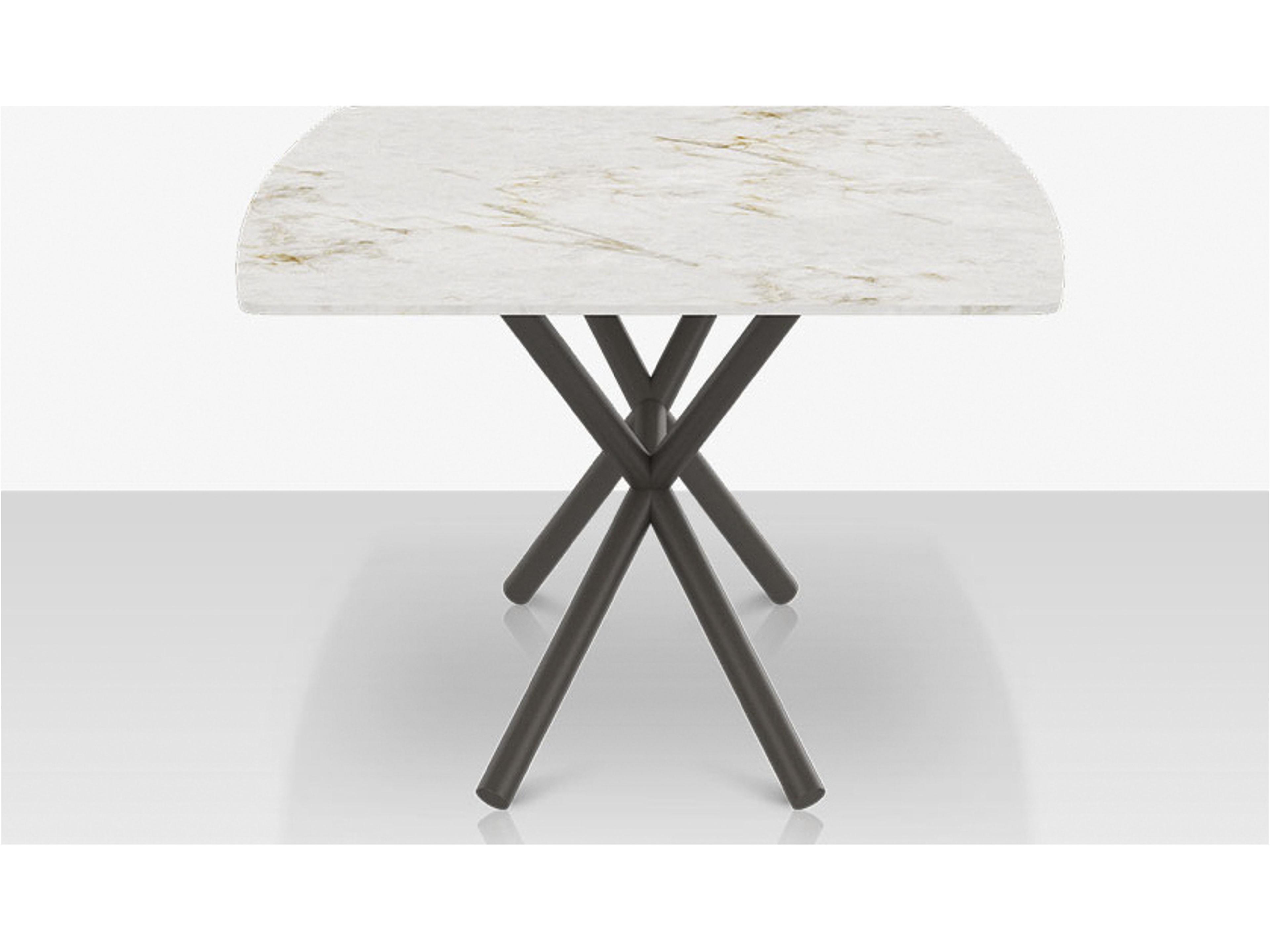 Decoscape Oliver Aluminum Rectangular Porcelain Rimless Porcelain Top Medium Dining Table