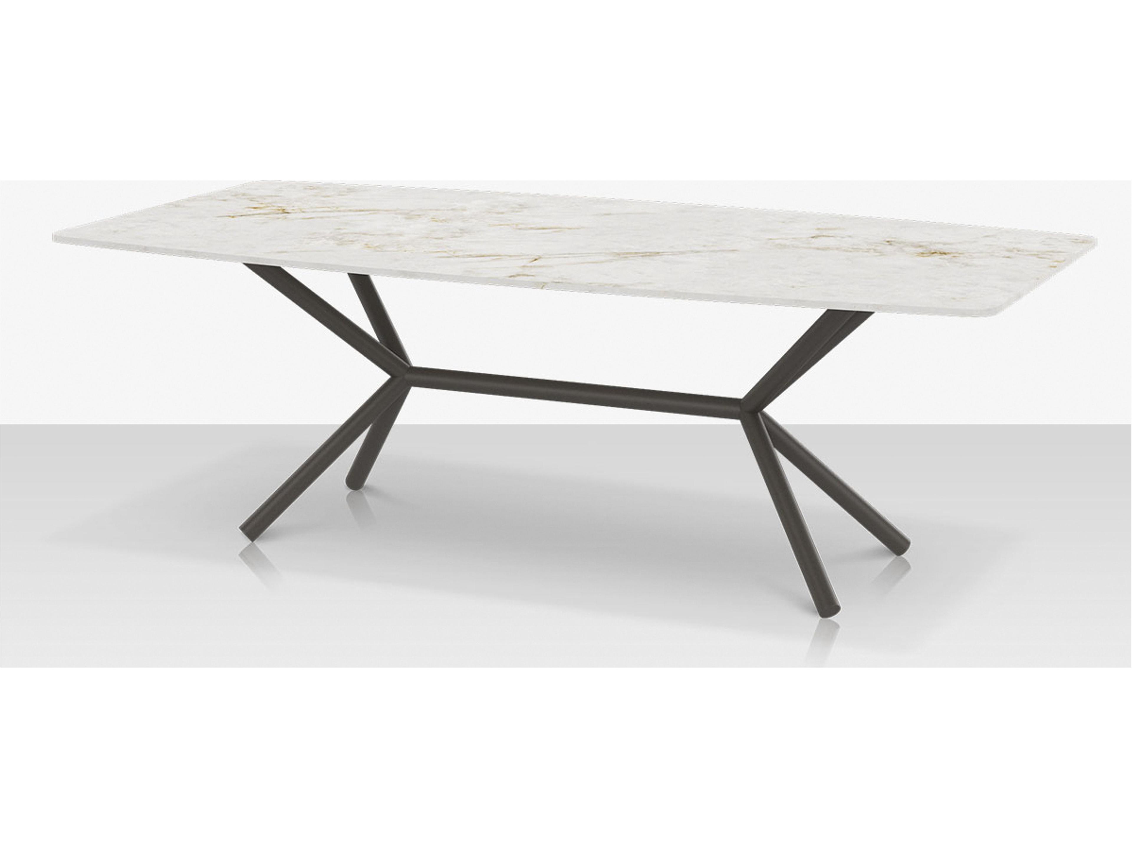 Decoscape Oliver Aluminum Rectangular Emerald Porcelain Rimless Porcelain Top Large Dining Table