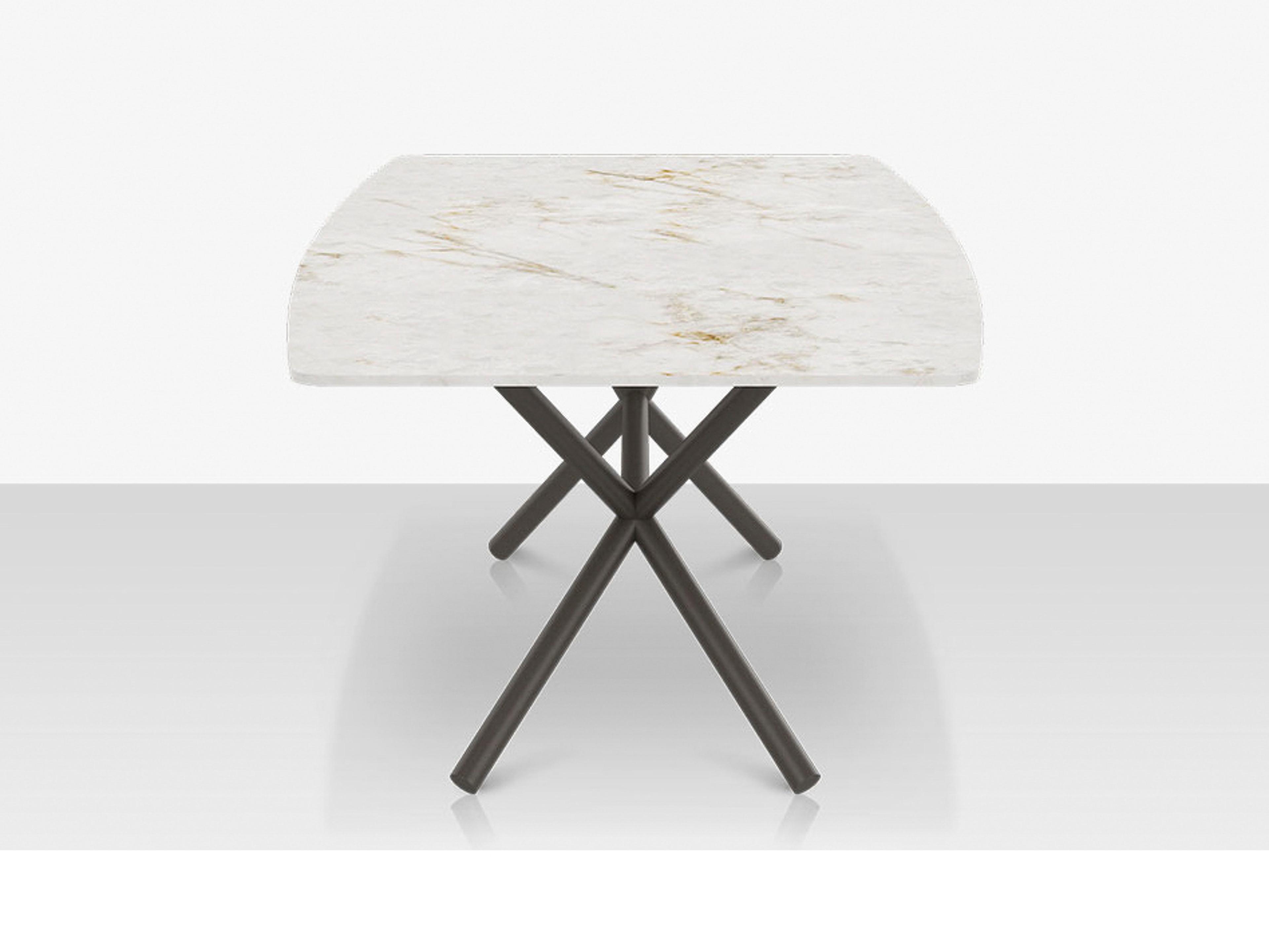 Decoscape Oliver Aluminum Rectangular Emerald Porcelain Rimless Porcelain Top Large Dining Table