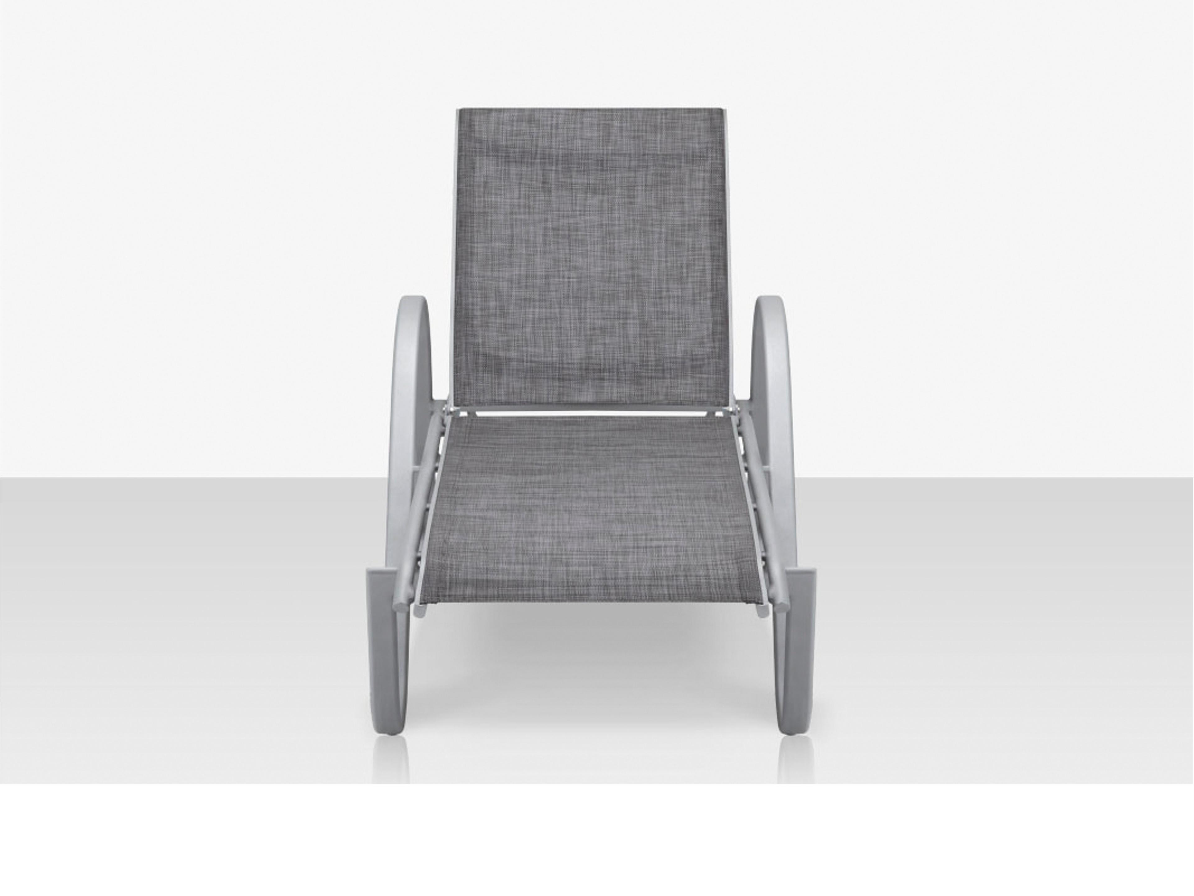 Decoscape Lanai Aluminum Kessler Sliver Stackable Chaise Lounge in Slate Sling