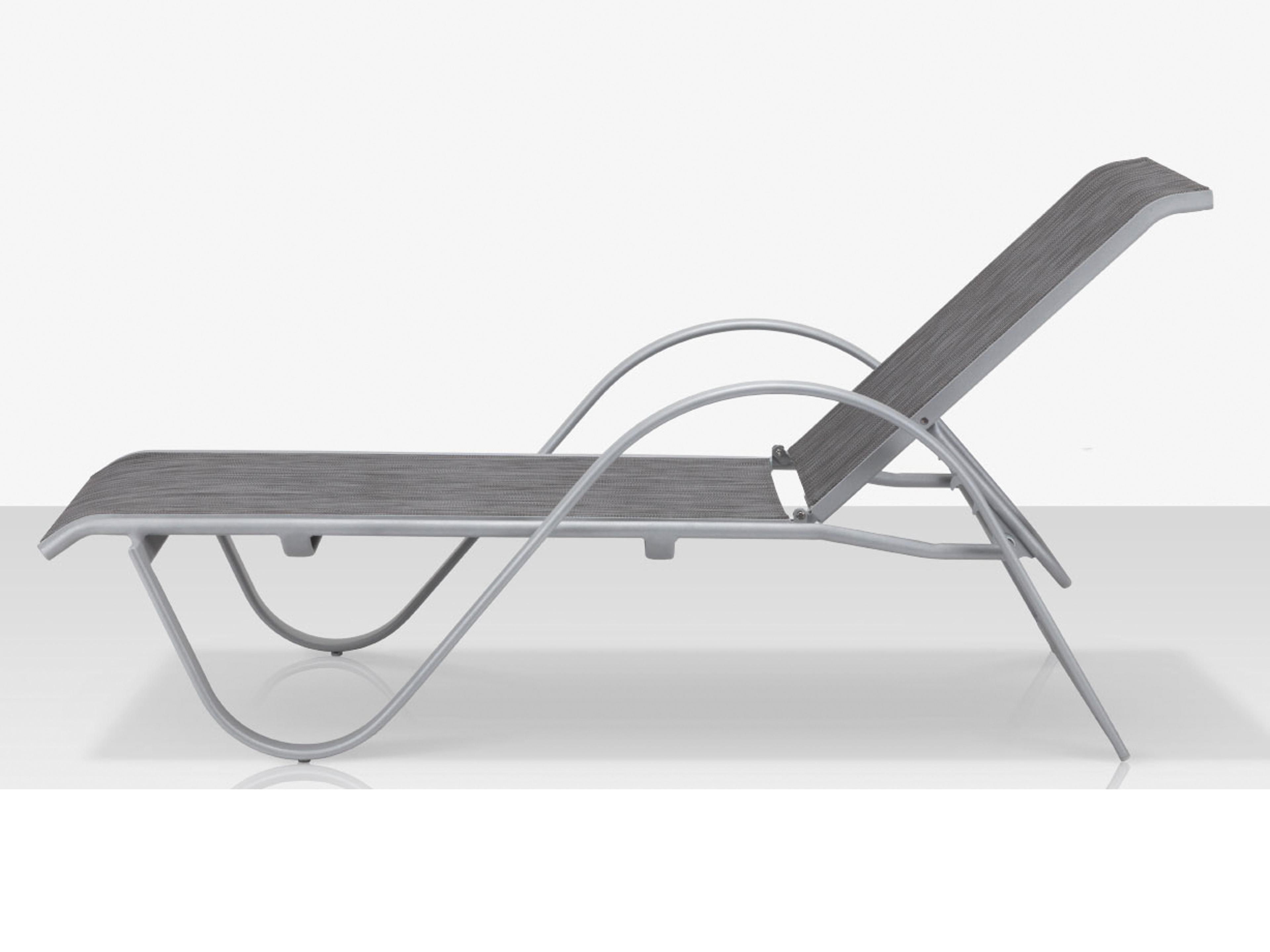 Decoscape Lanai Aluminum Kessler Sliver Stackable Chaise Lounge in Slate Sling