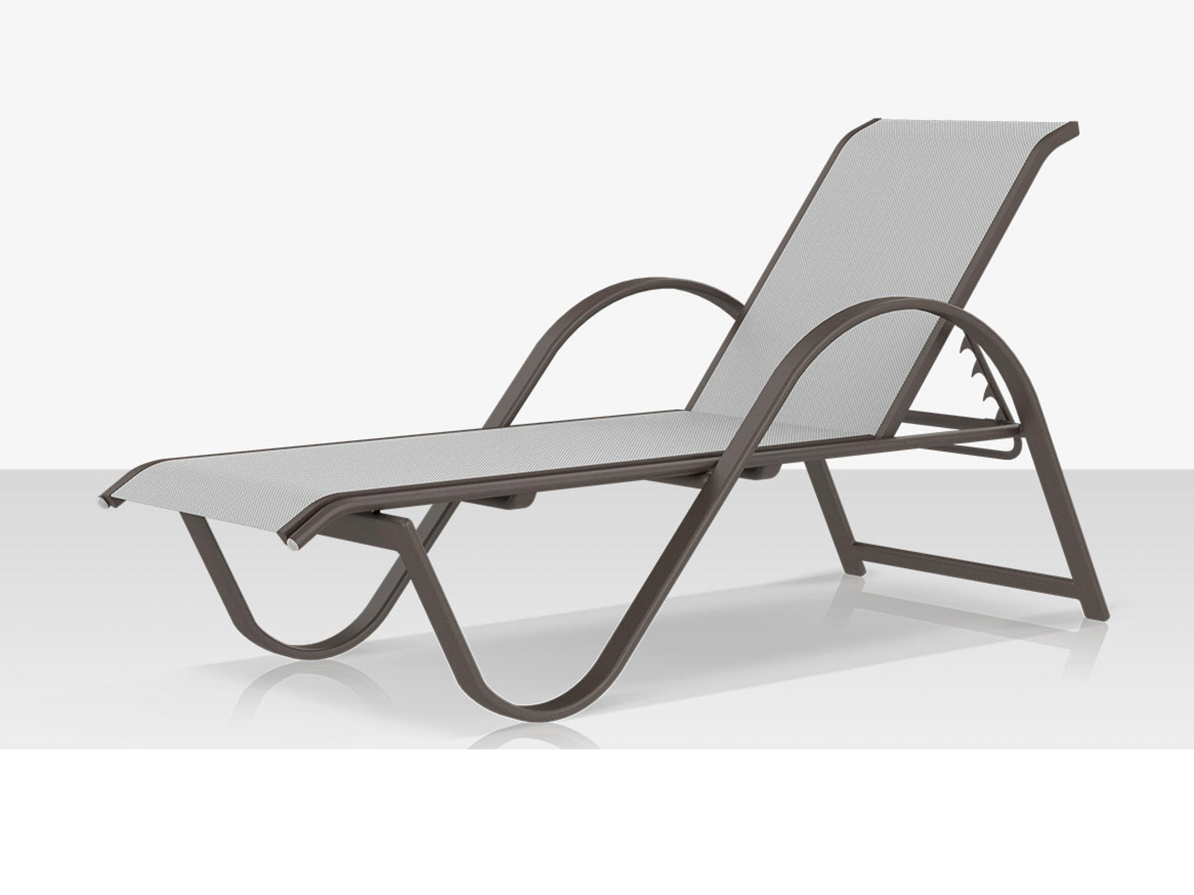 Decoscape Lanai Aluminum Tex Gray Stackable Chaise Lounge in Cloud Gray Sling