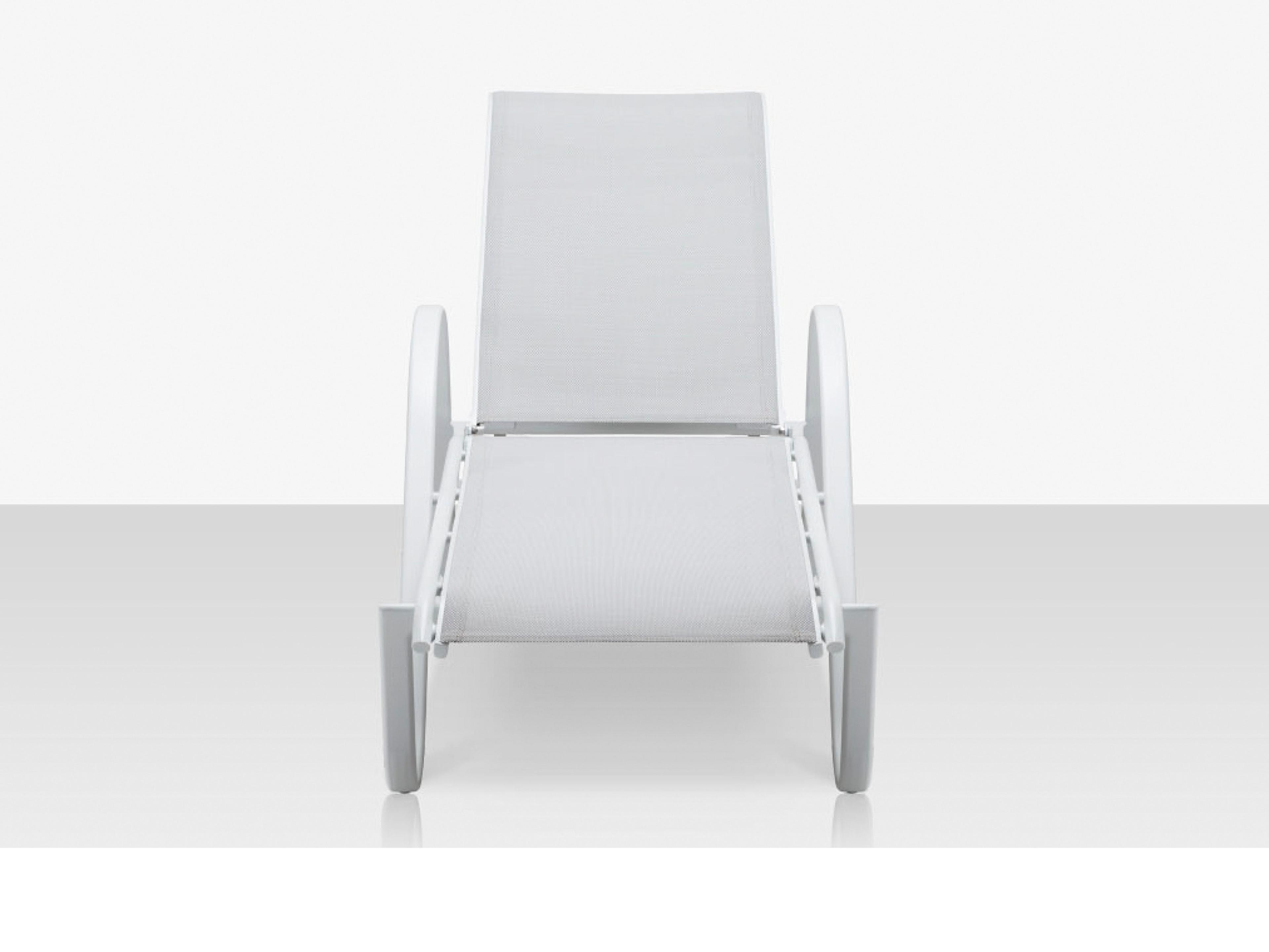 Decoscape Lanai Aluminum Tex White Stackable Chaise Lounge in Cloud Gray Sling
