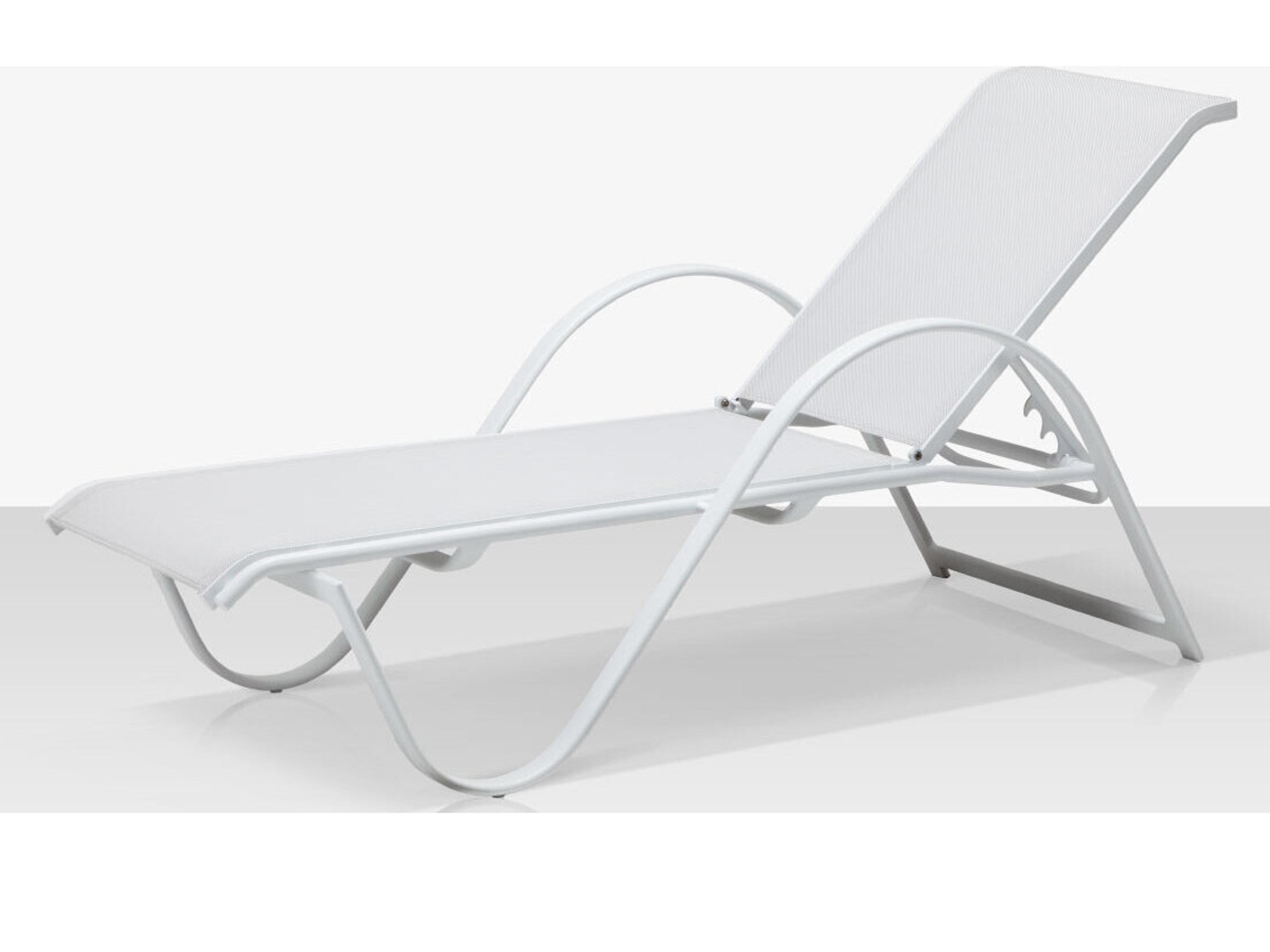 Decoscape Lanai Aluminum Tex White Stackable Chaise Lounge in Cloud Gray Sling