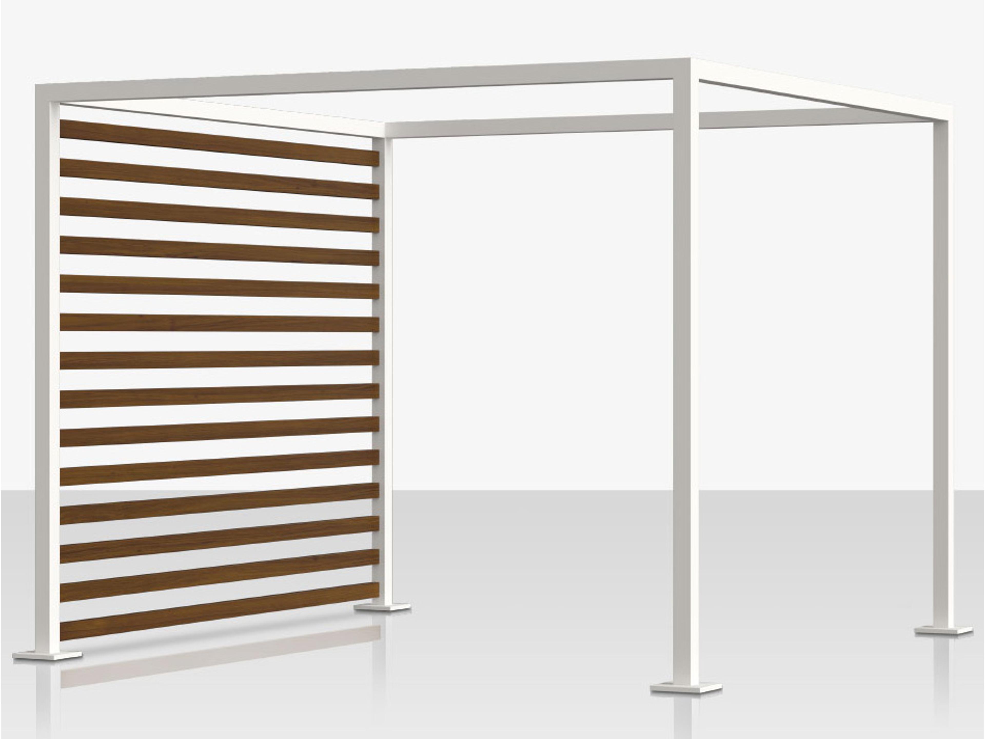 Decoscape Breeze Cabana 10' Aluminum Wood Grain Slats Left Side