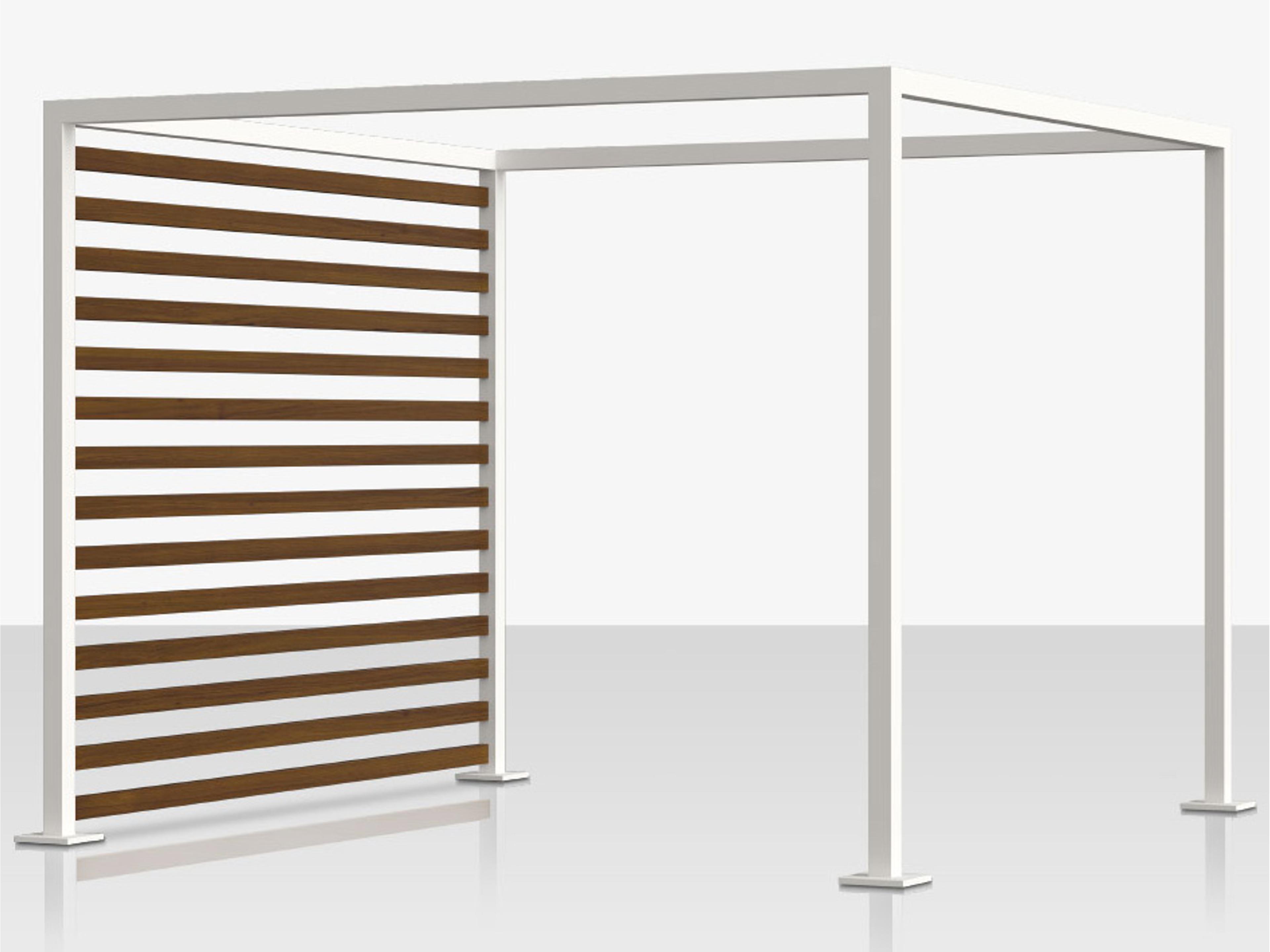 Decoscape Breeze Cabana 15' Aluminum Wood Grain Slats Left Side