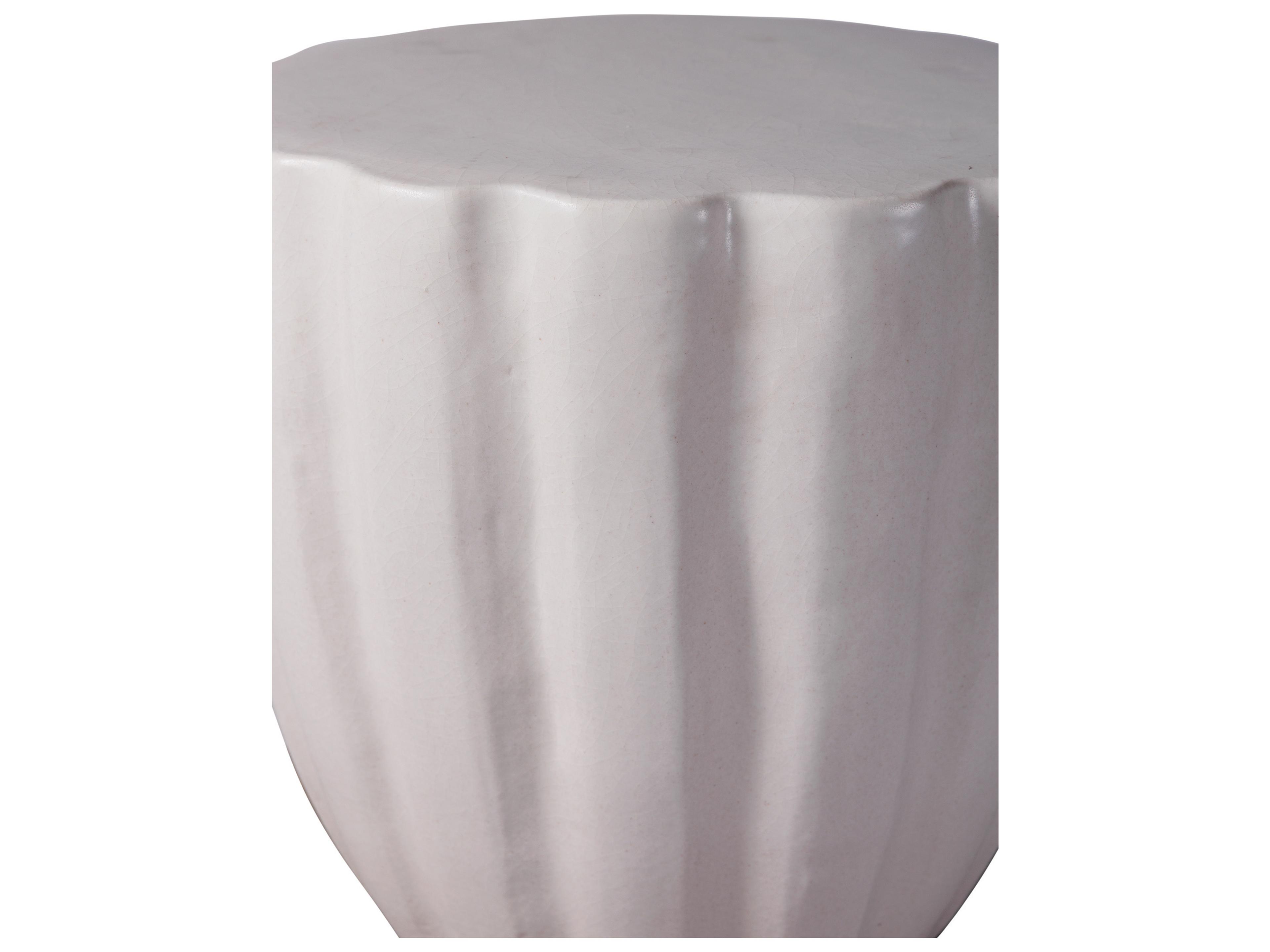 Seasonal Living Ceramics Linen Semi-gloss Ceramic Round End Table